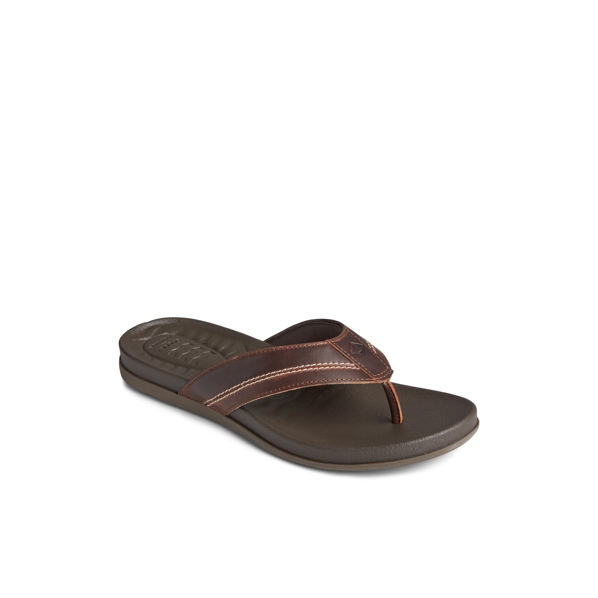 Three-quarter angle of Brown PLUSHWAVE™ Dock Flip Flop Flip Flop Thong Sandals's front side
