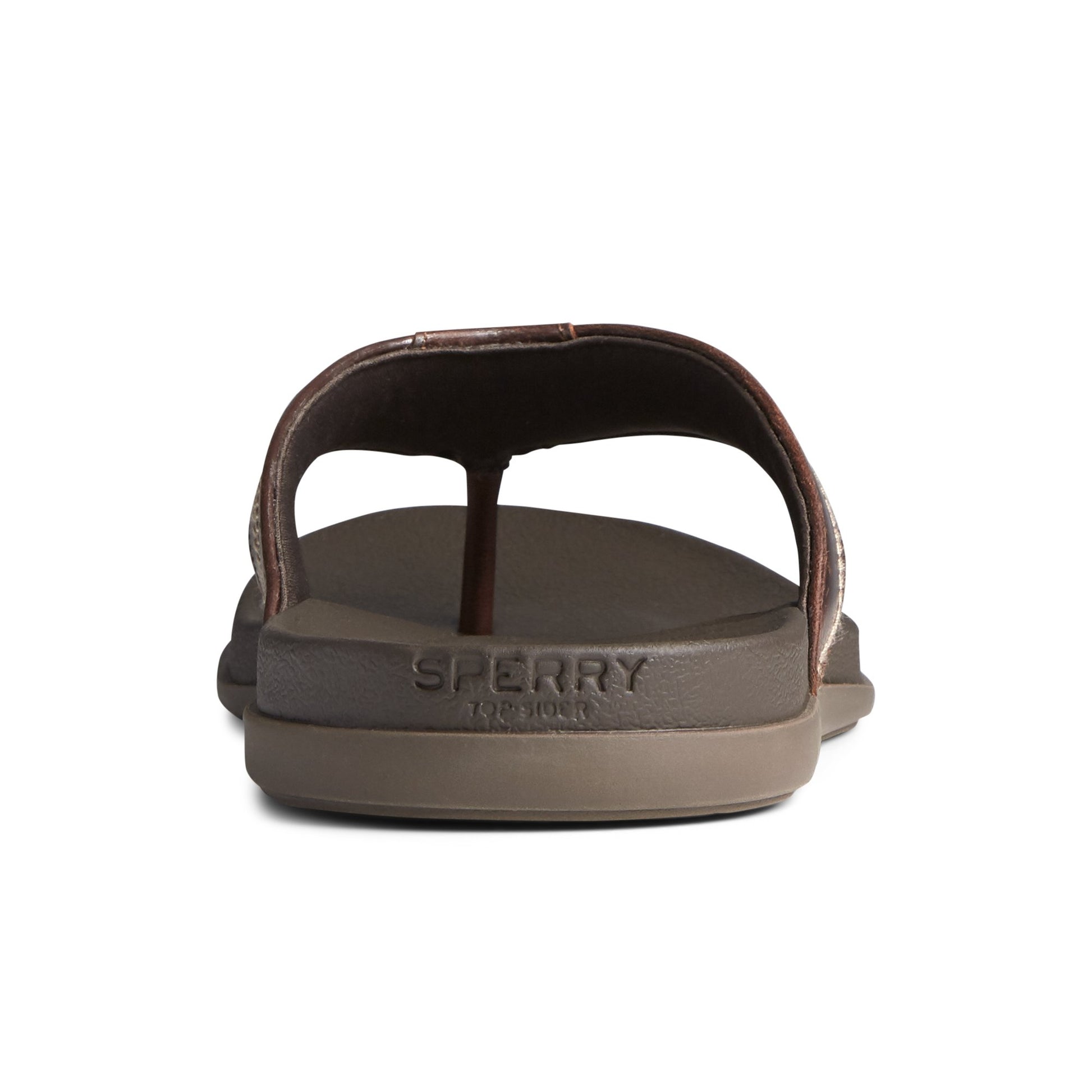 Close-up of the Brown PLUSHWAVE™ Dock Flip Flop Flip Flop Thong Sandals