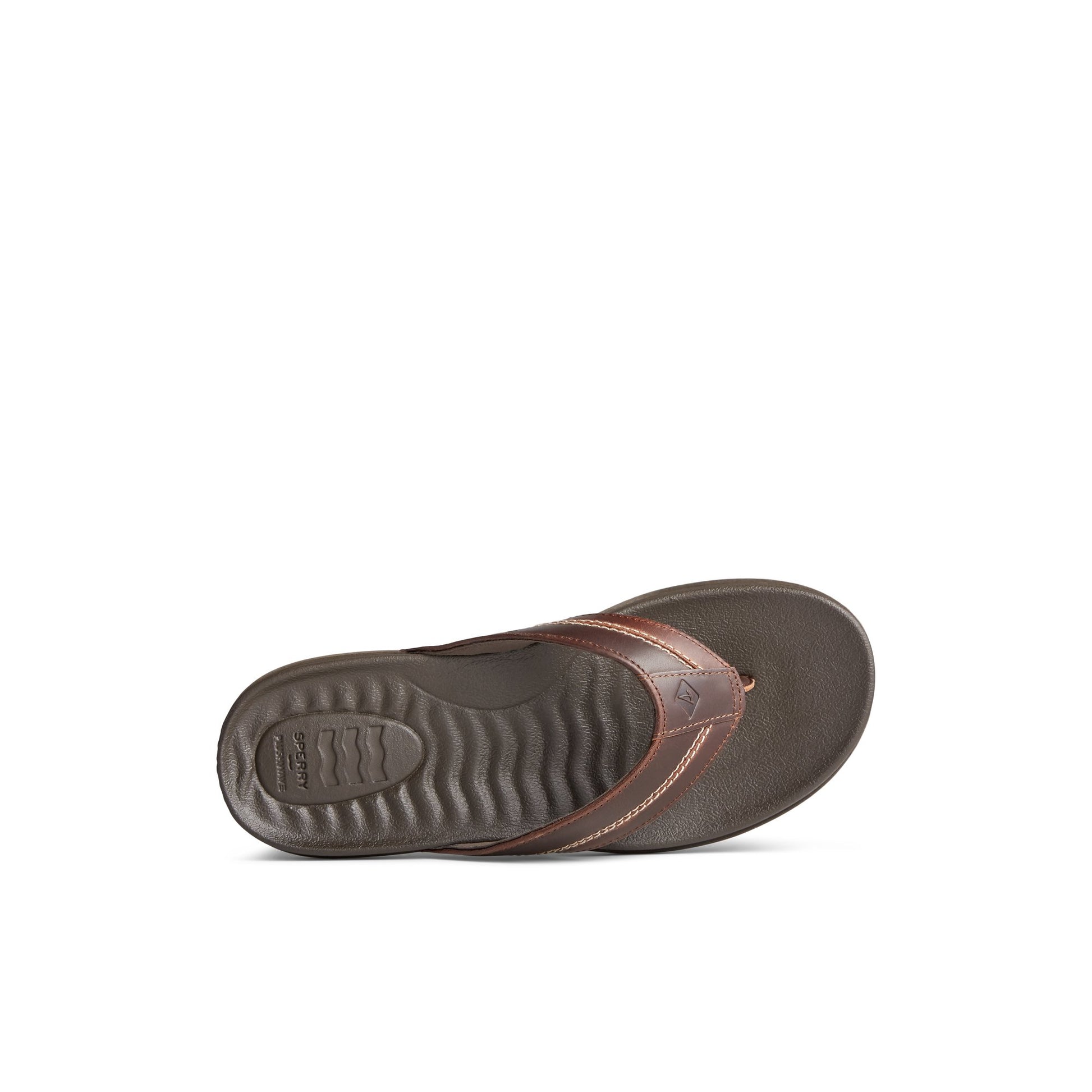 Top-down view of the Brown PLUSHWAVE™ Dock Flip Flop Flip Flop Thong Sandals