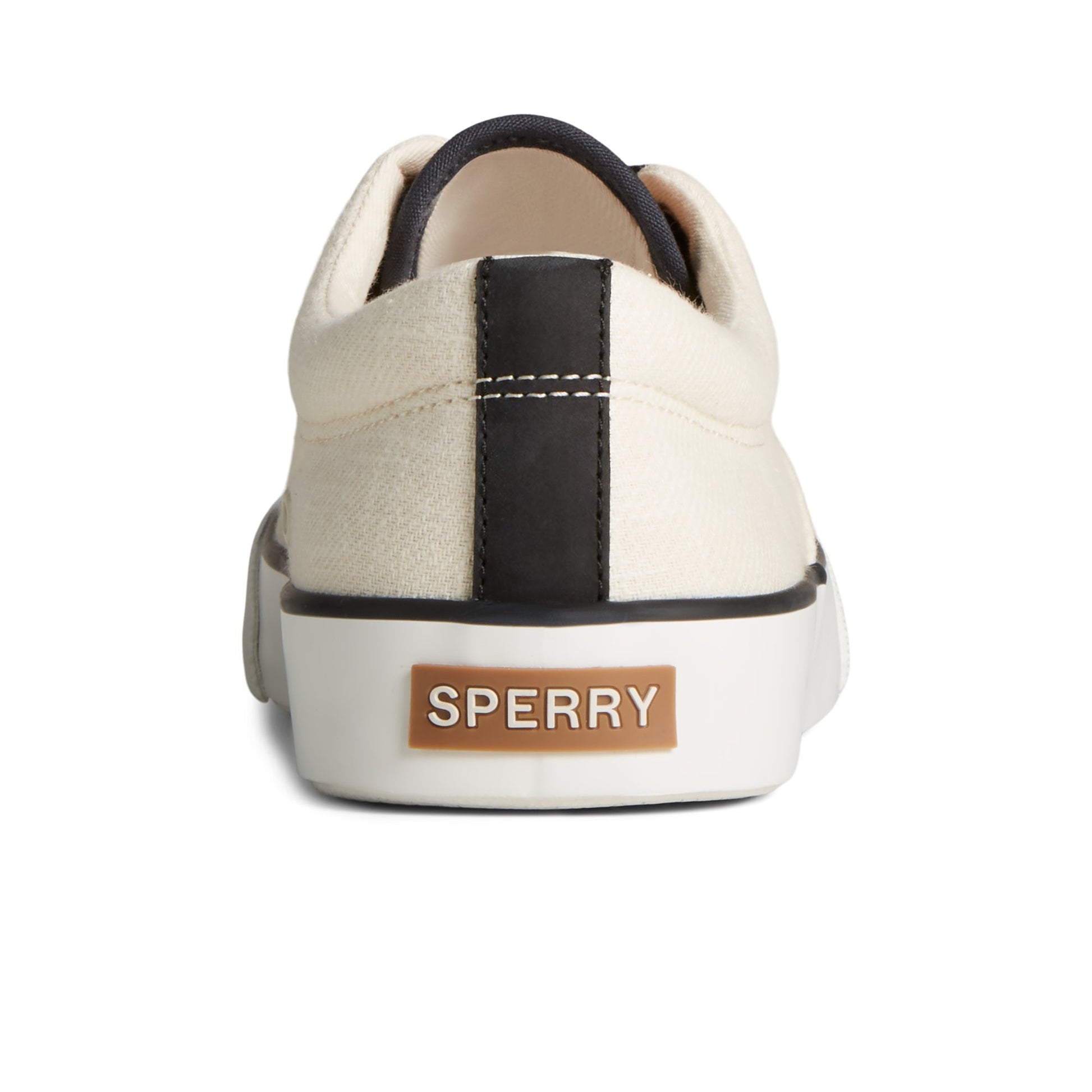 Close-up of the White Striper II Slub Linen Sneaker Vulcanized Sneaker