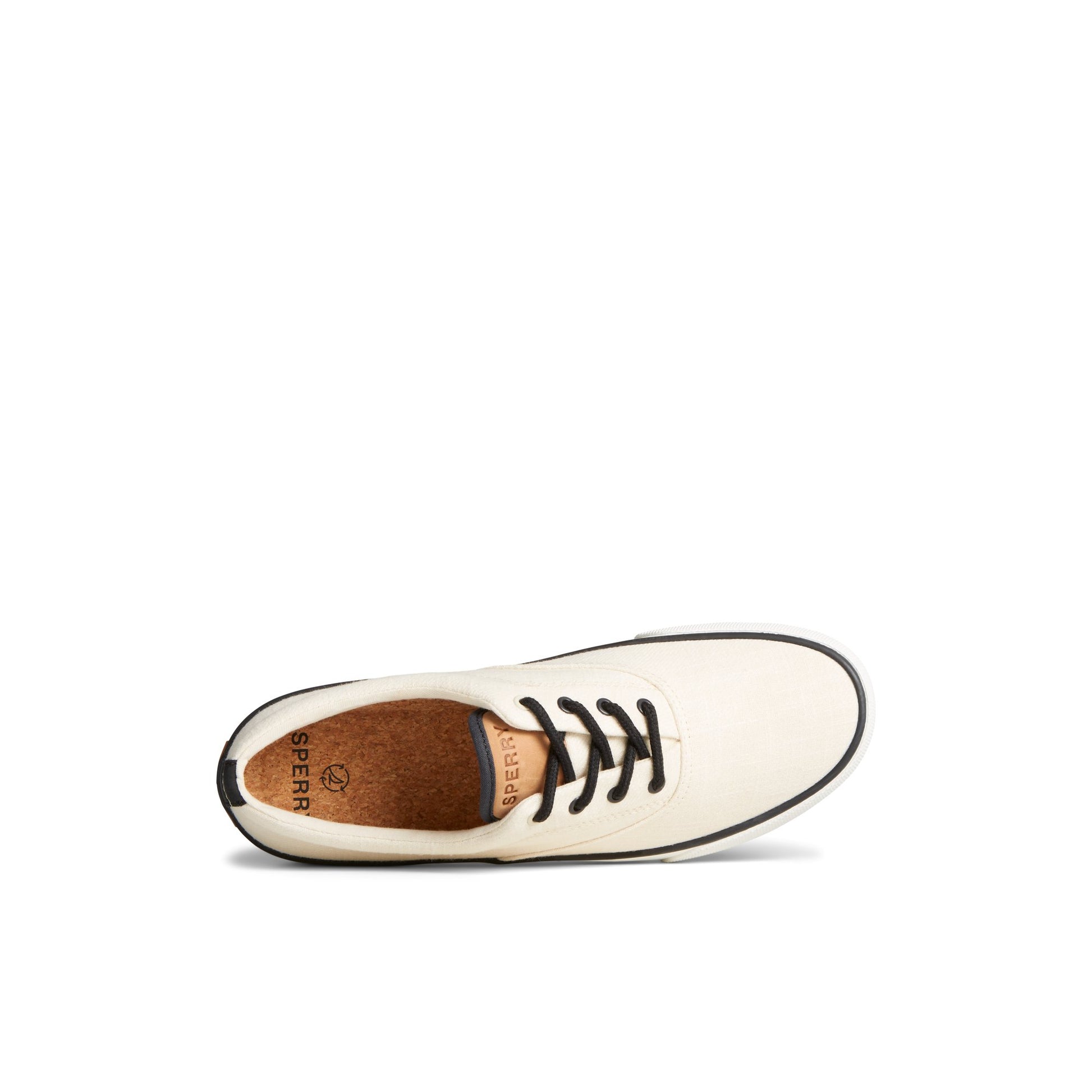 Top-down view of the White Striper II Slub Linen Sneaker Vulcanized Sneaker
