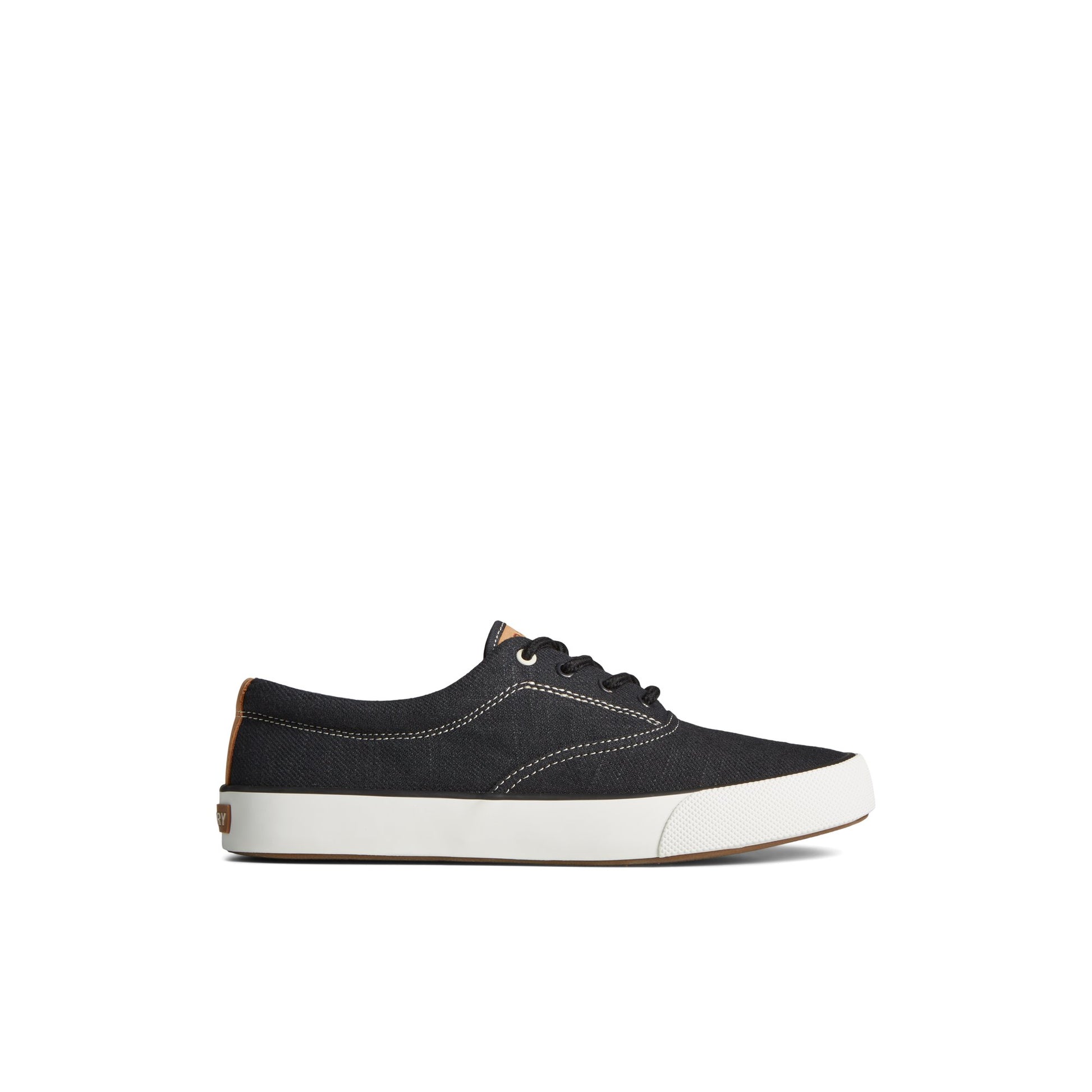 Main View of Black Striper II Slub Linen Sneaker Vulcanized Sneaker for Mens