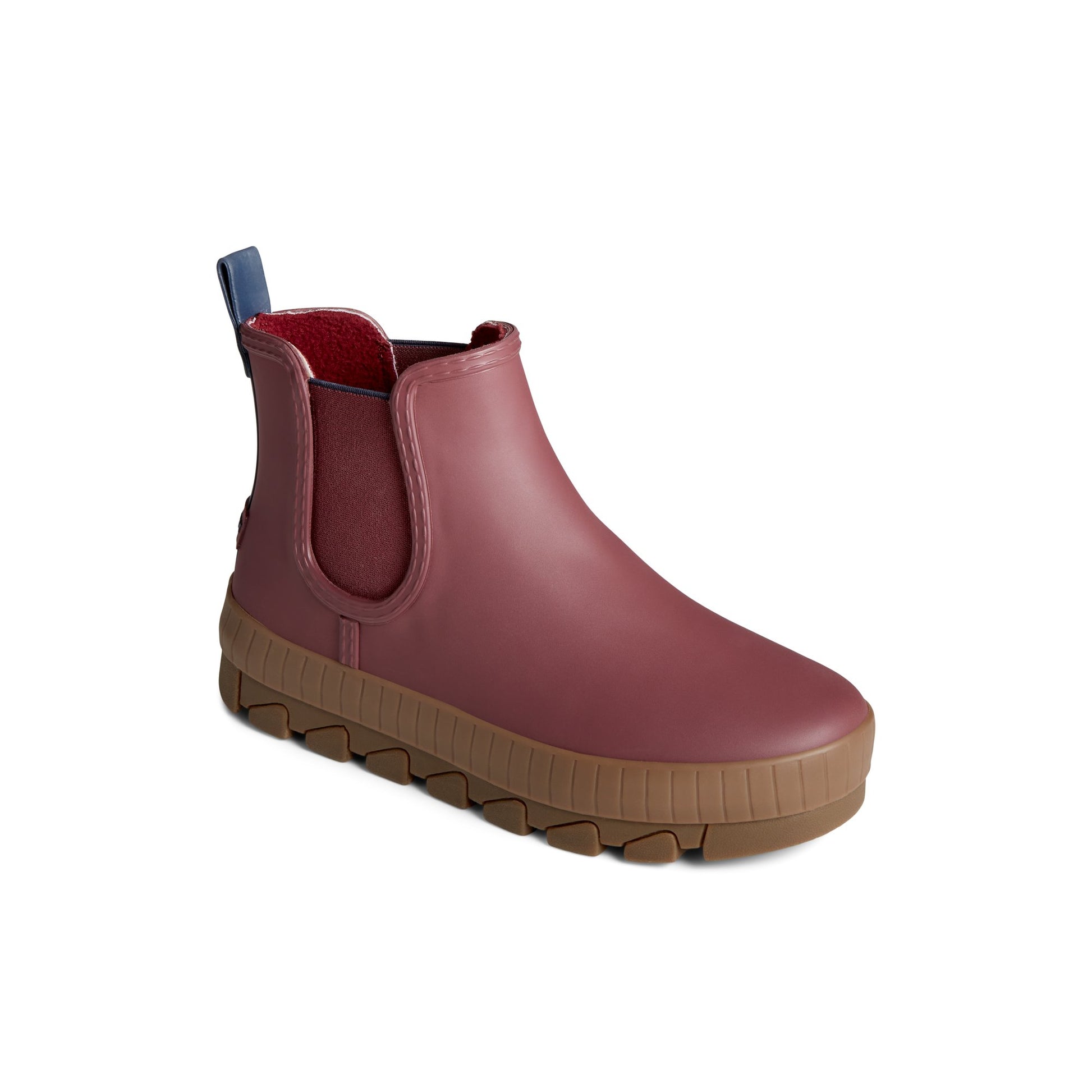 Three-quarter angle of Bordo Torrent Chelsea Waterproof Rain Boot Chelsea Rain Boot's front side