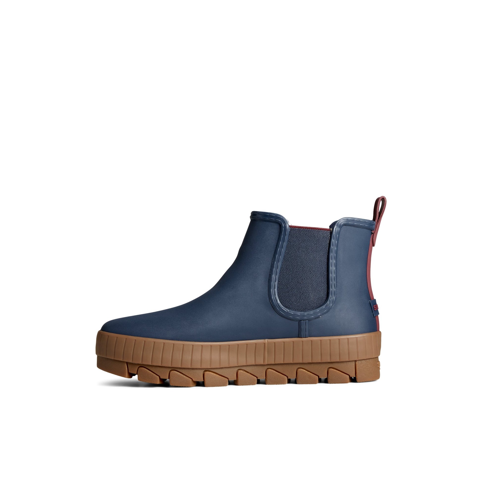 Side view of Navy Torrent Chelsea Waterproof Rain Boot Chelsea Rain Boot
