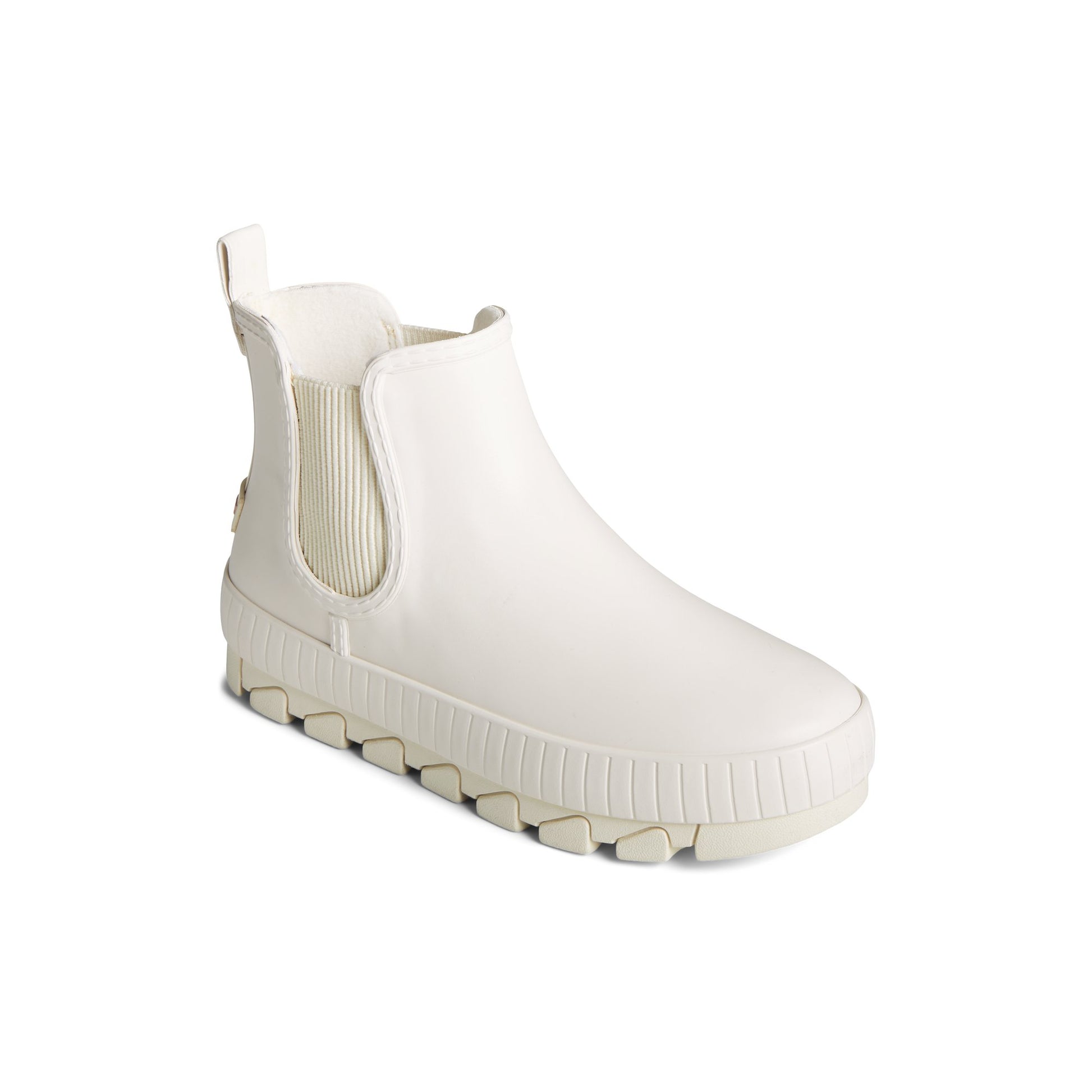 Three-quarter angle of White Torrent Chelsea Waterproof Rain Boot Chelsea Rain Boot's front side
