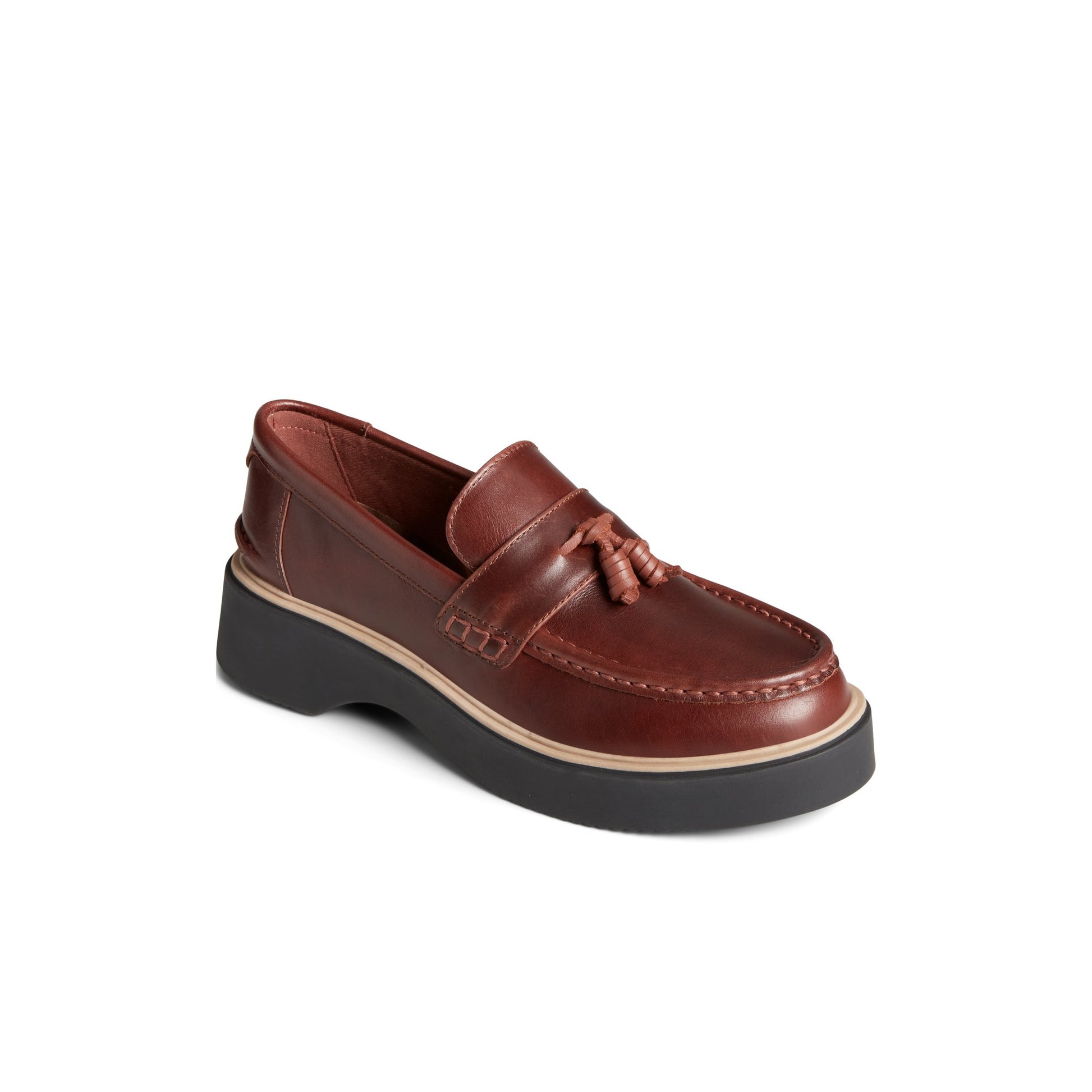 Three-quarter angle of Dark Brown Bayside Boat Shoe Loafer Casual Shoes's front side