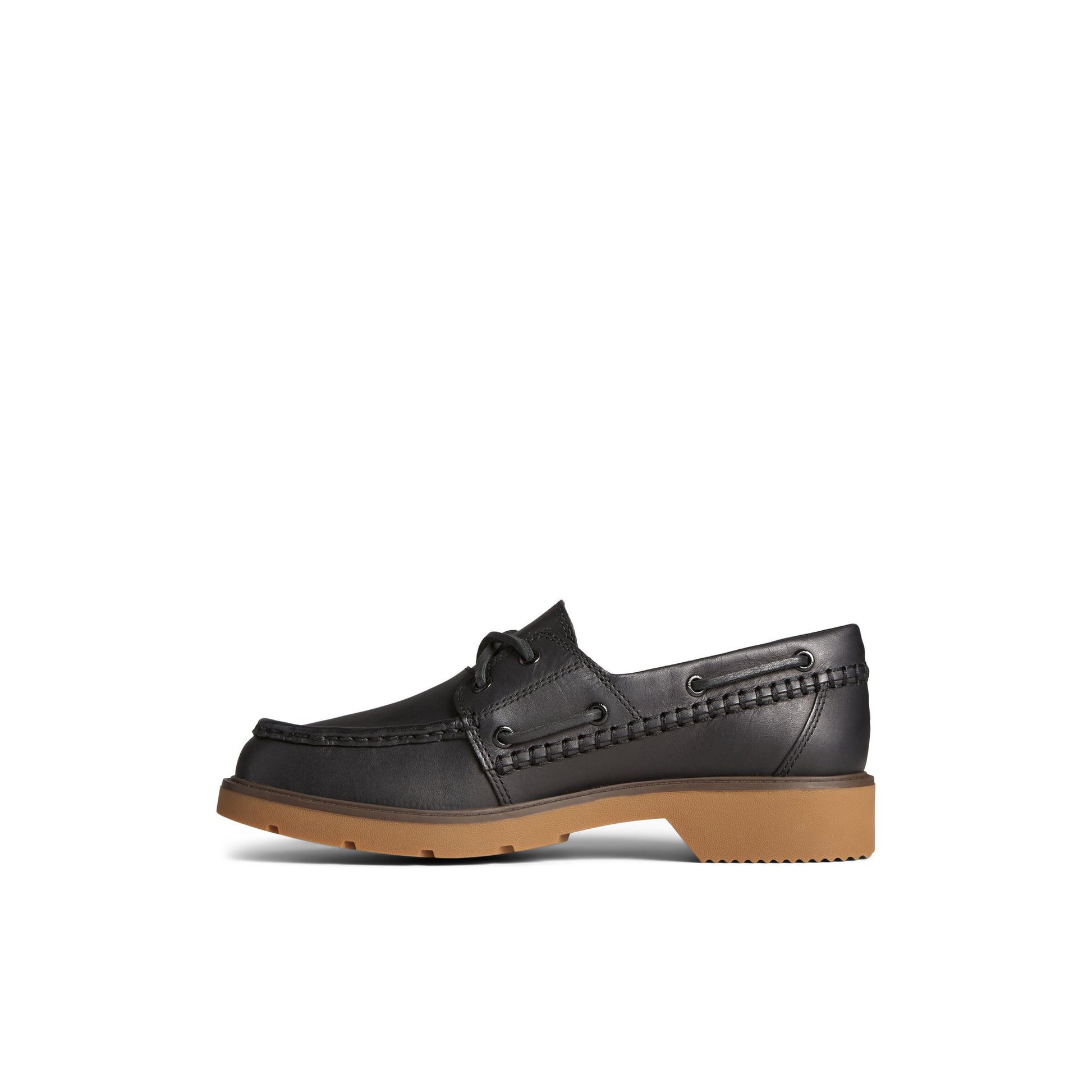Side view of Black Wells Boat Shoe Boat Shoes