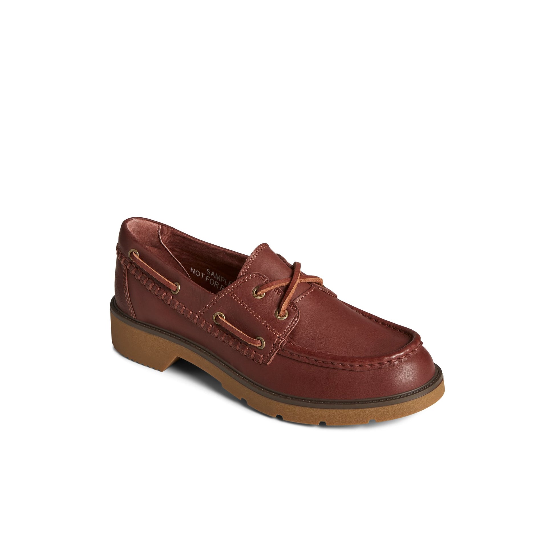 Three-quarter angle of Bordo Wells Boat Shoe Boat Shoes's front side