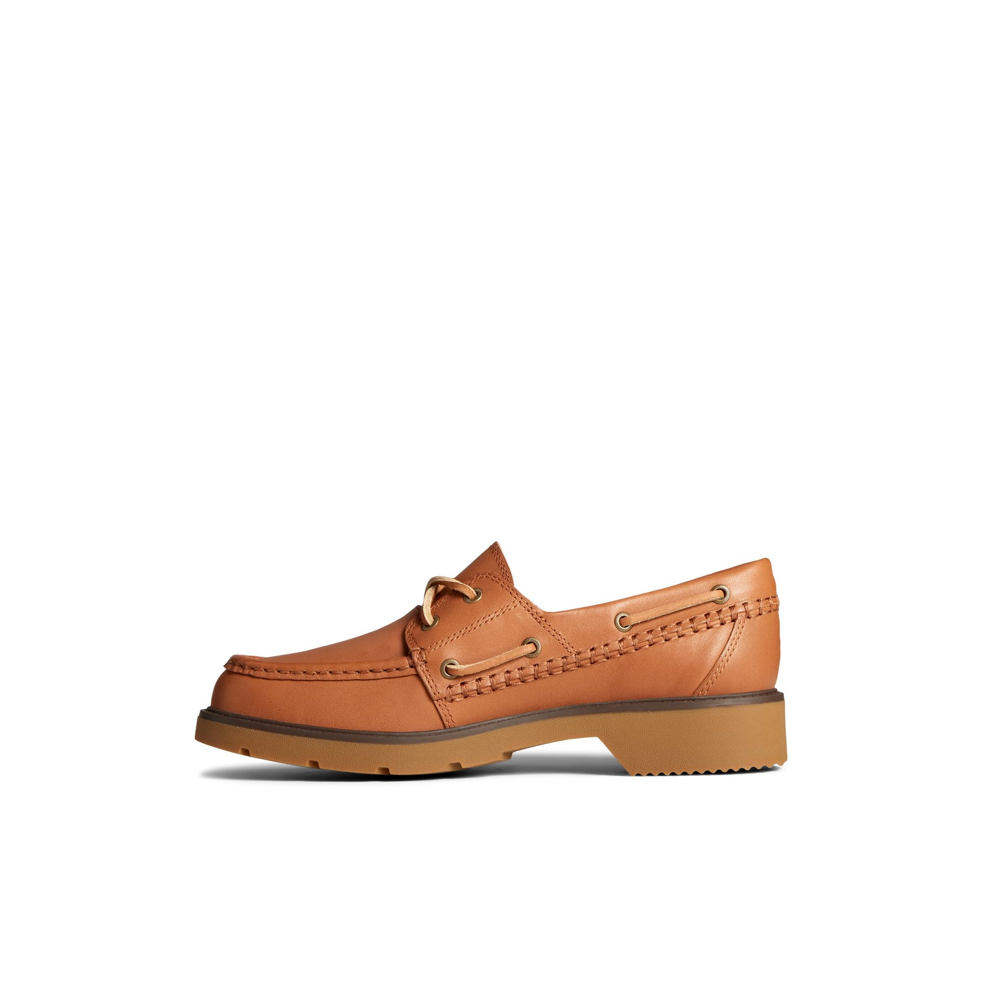 Side view of Medium Beige Wells Boat Shoe Boat Shoes