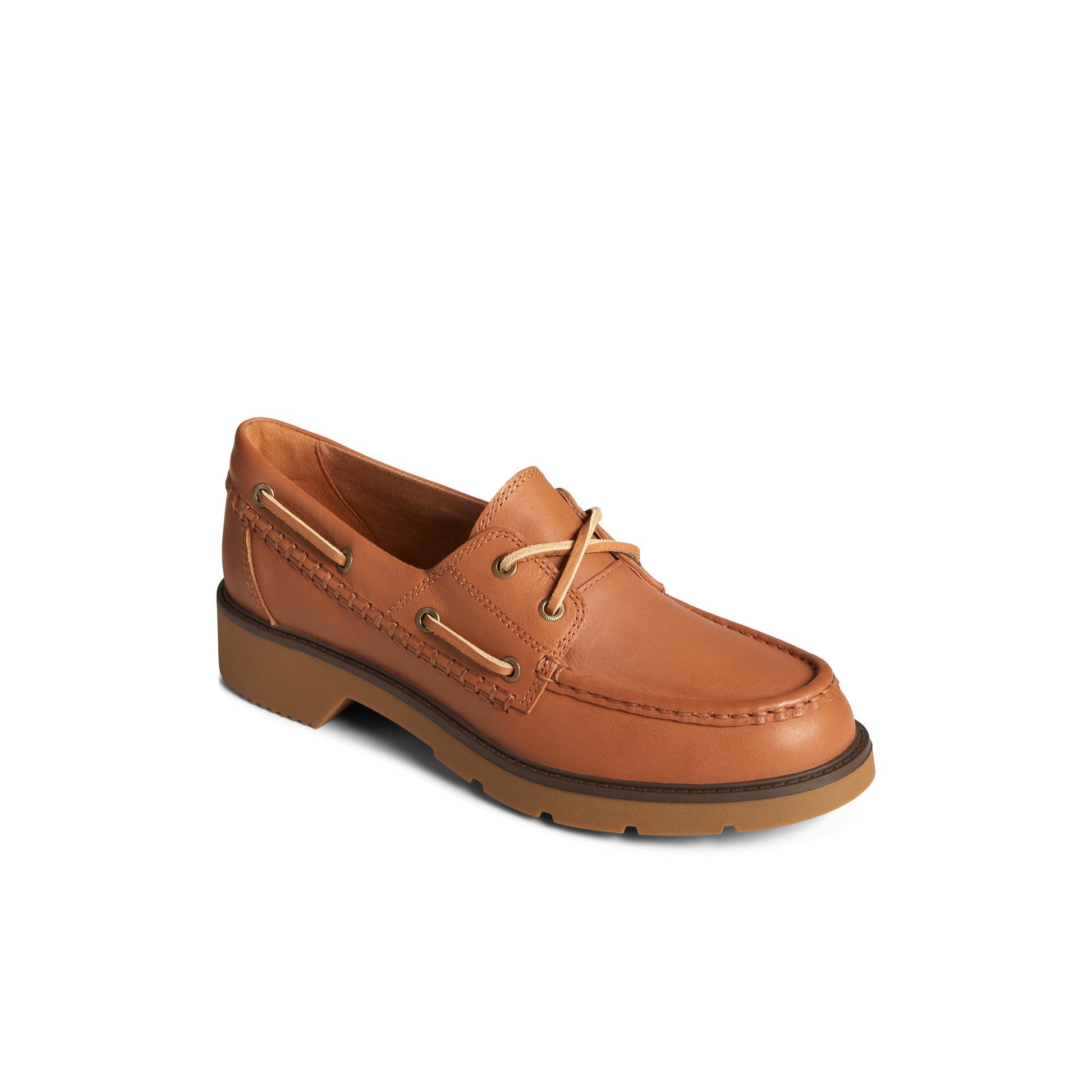 Three-quarter angle of Medium Beige Wells Boat Shoe Boat Shoes's front side