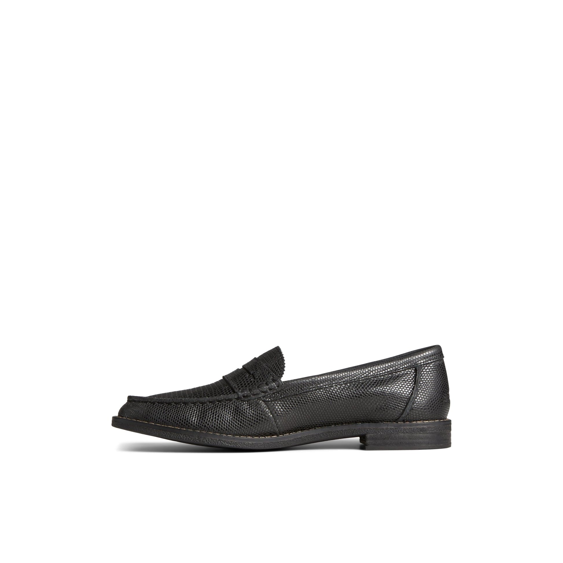 Side view of Black Seaport Penny Leather Loafer Penny Loafer