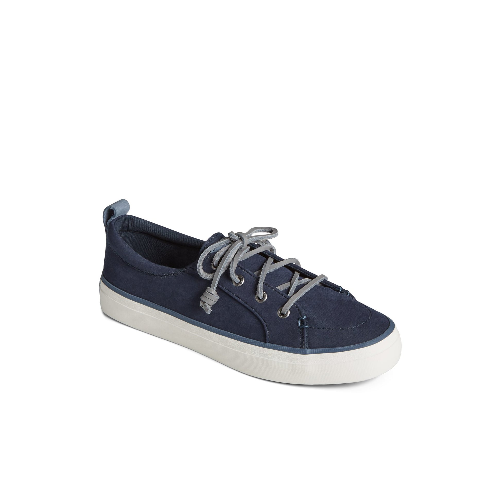 Three-quarter angle of Navy Crest Vibe Sneaker Vulcanized Sneaker's front side