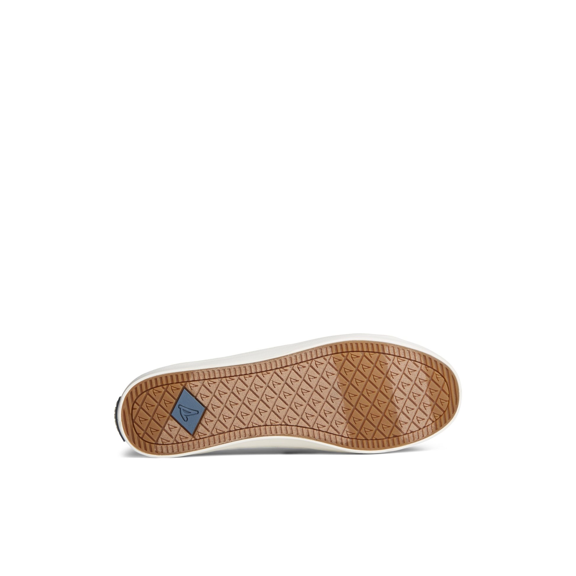 View of Navy Crest Vibe Sneaker Vulcanized Sneaker's sole
