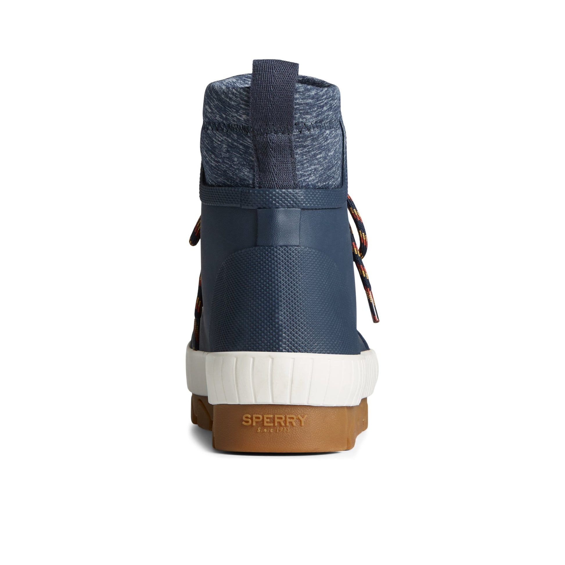 Close-up of the Navy Torrent Rubber Lace Up Boot Chelsea Rain Boot
