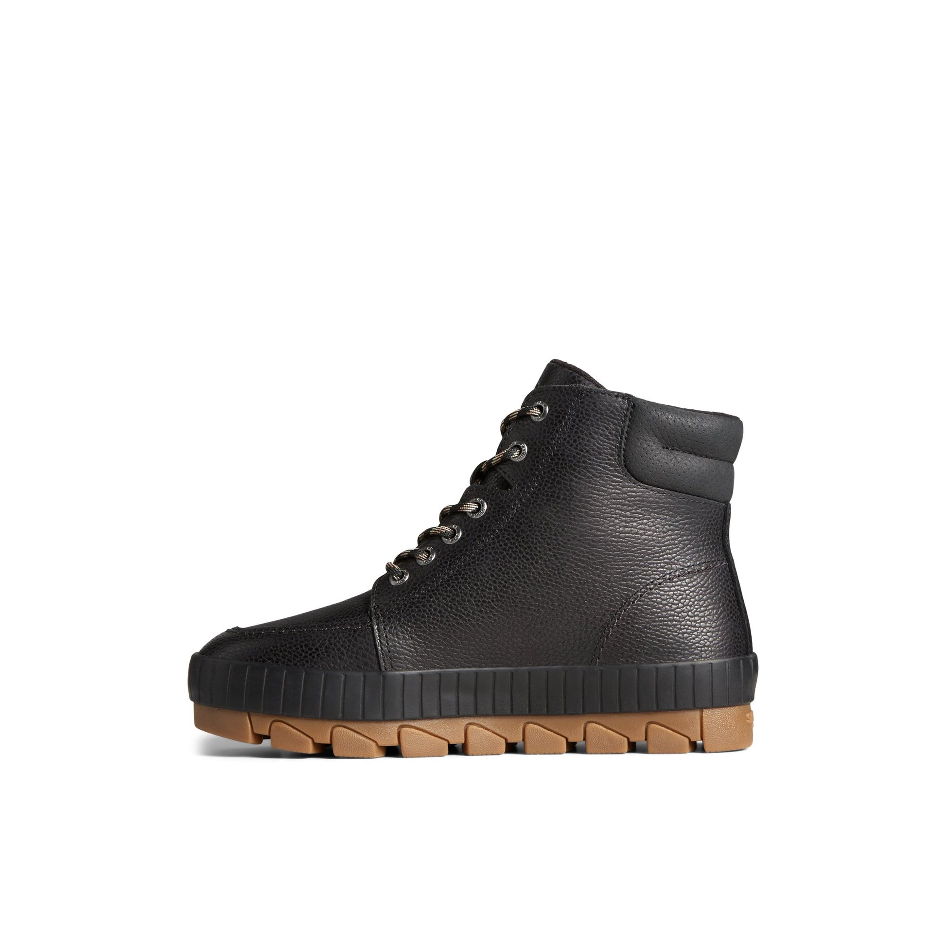 Side view of Black Torrent Leather Lace Up Boot Fall/Winter Boots