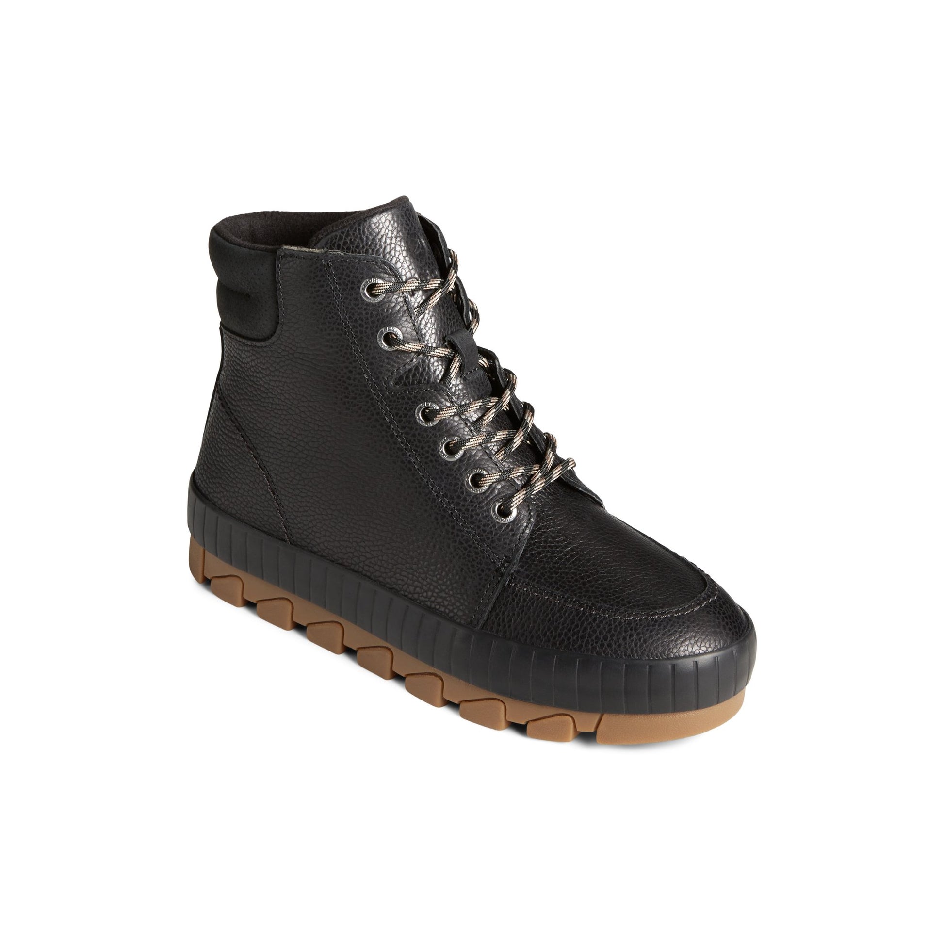 Three-quarter angle of Black Torrent Leather Lace Up Boot Fall/Winter Boots's front side