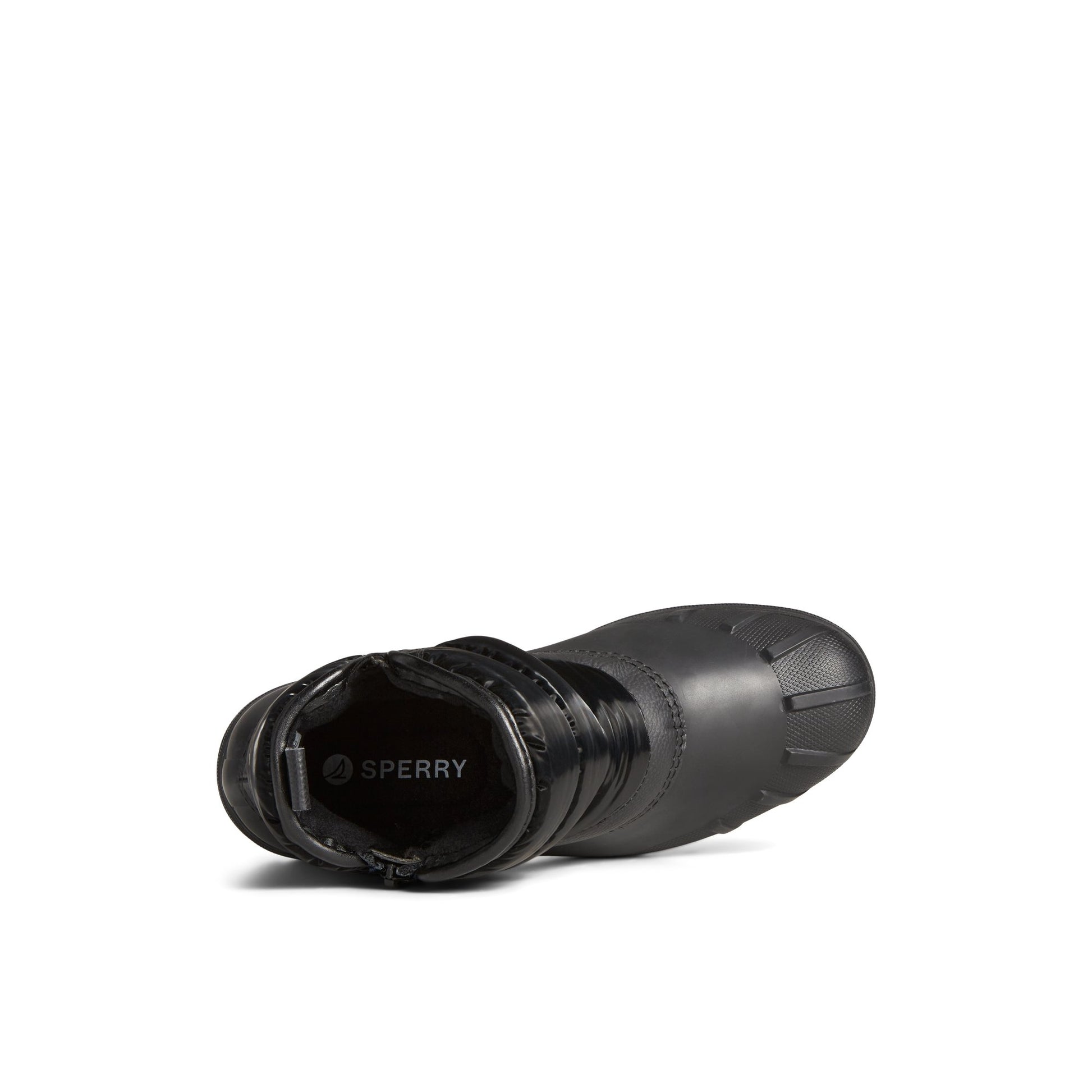 Top-down view of the Black Syren Ascend Zip Boot Duck Boots