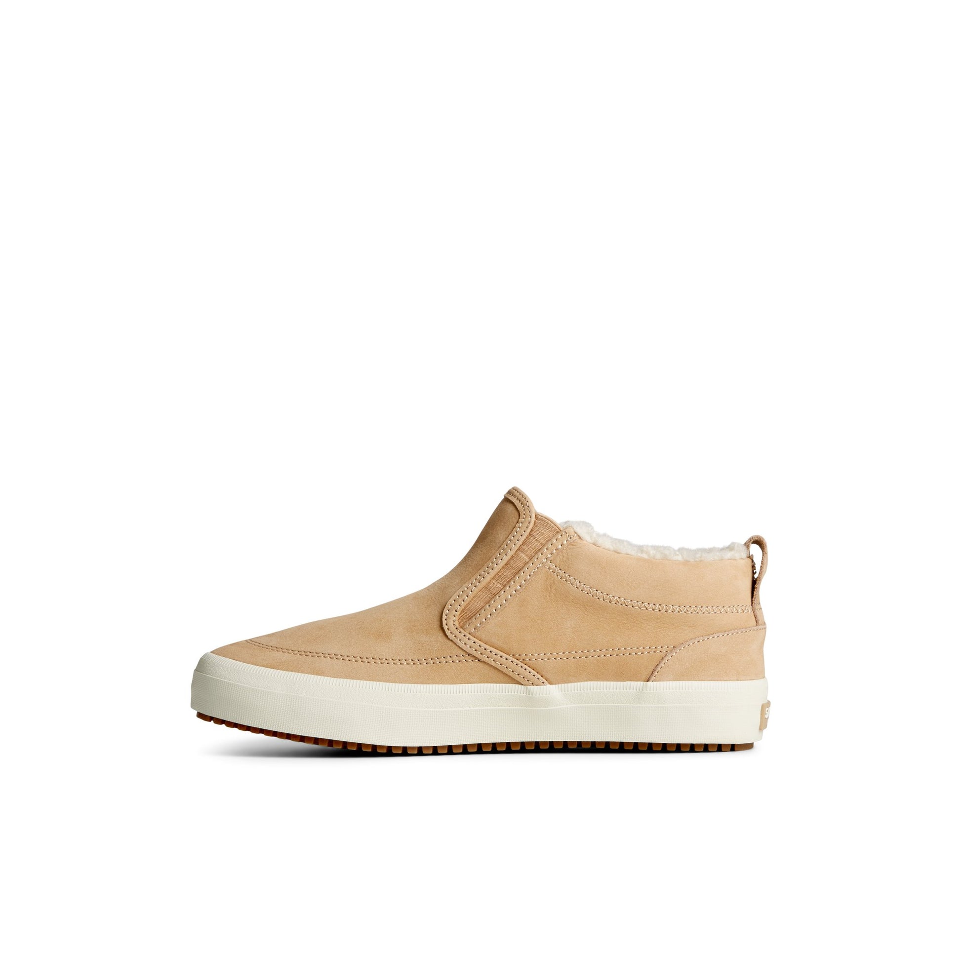 Side view of Khaki Crest Side Zip Cozy Sneaker Sneaker Boots