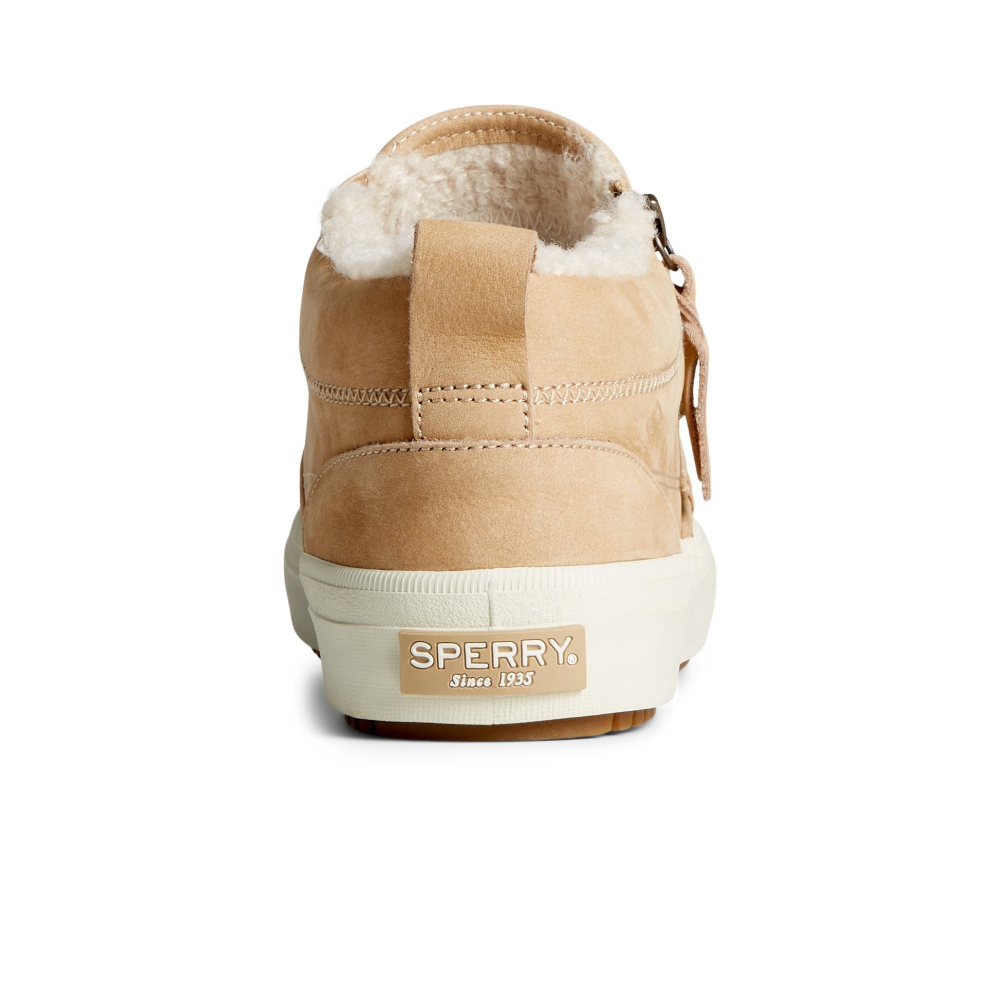 Close-up of the Khaki Crest Side Zip Cozy Sneaker Sneaker Boots