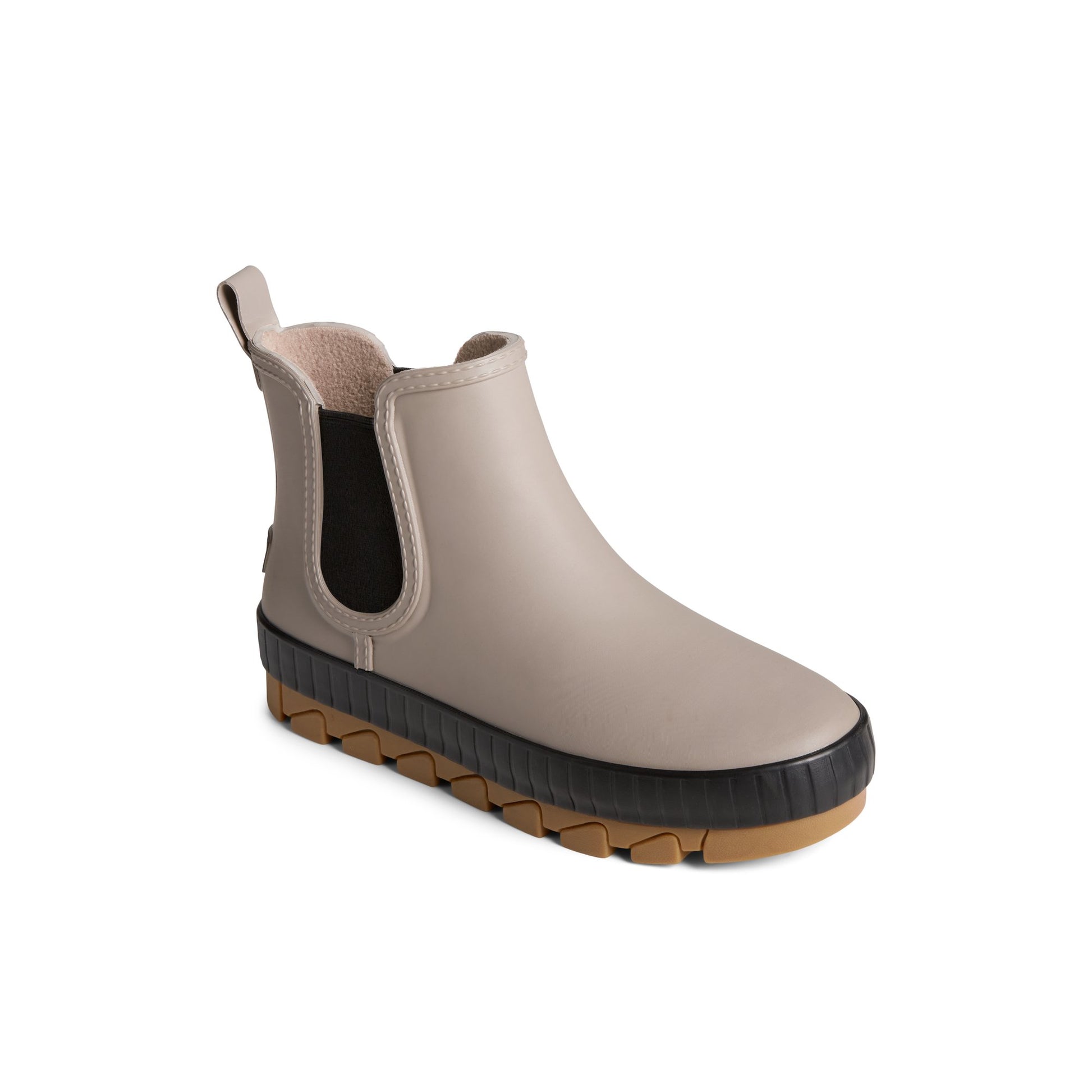 Three-quarter angle of Medium Beige Torrent Chelsea Waterproof Rain Boot Chelsea Rain Boot's front side