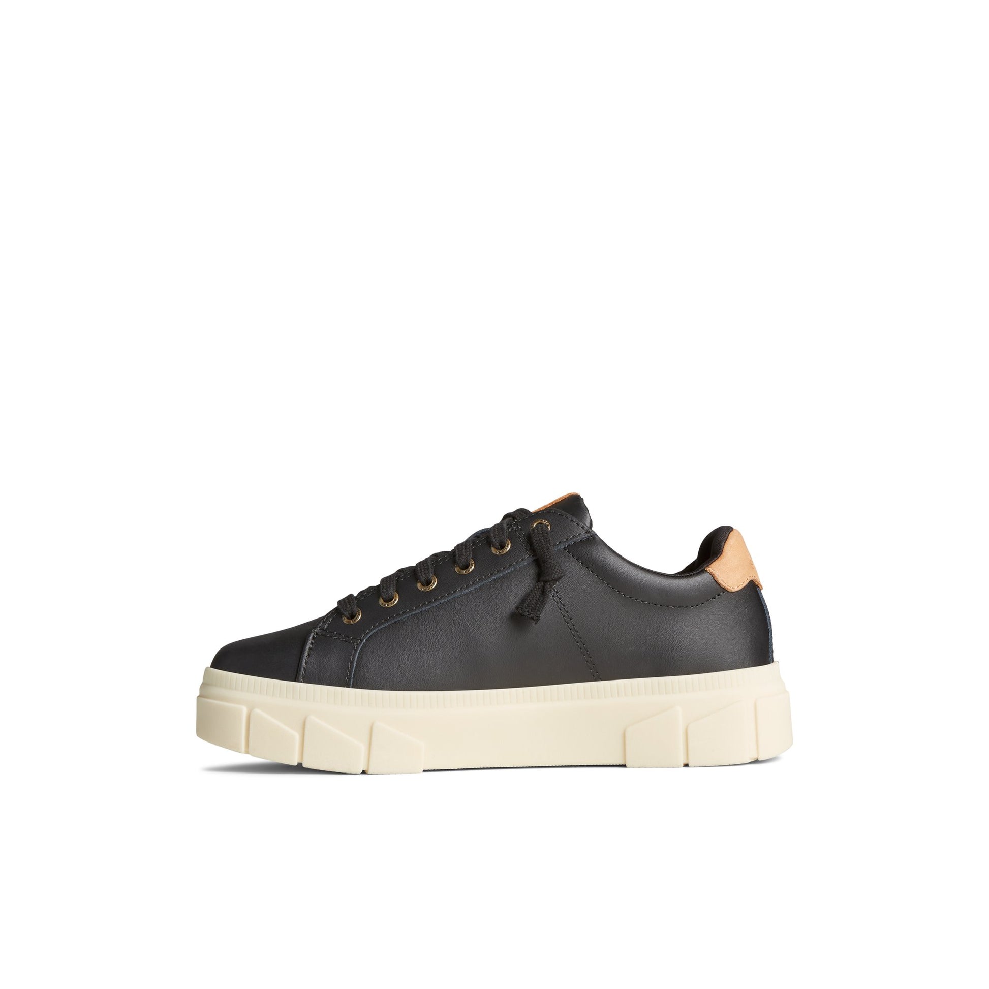 Side view of Black Winslow Leather Sneaker Low Top Sneakers