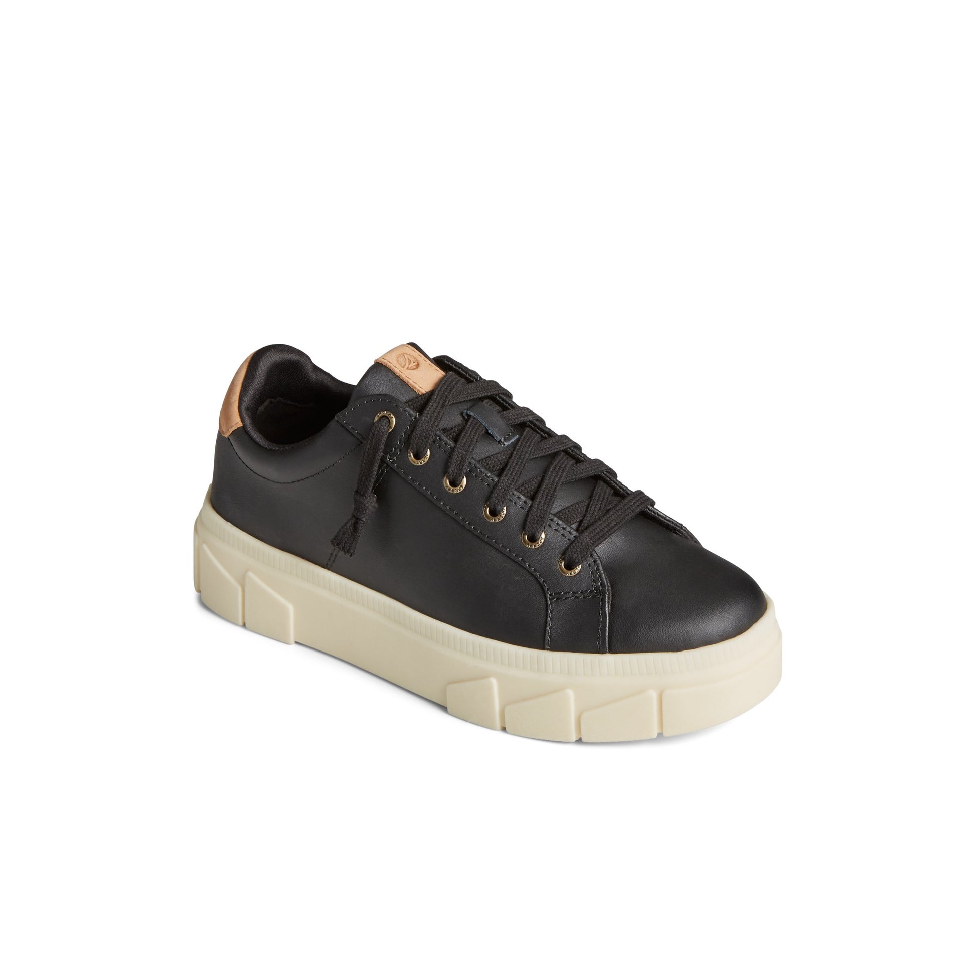 Three-quarter angle of Black Winslow Leather Sneaker Low Top Sneakers's front side