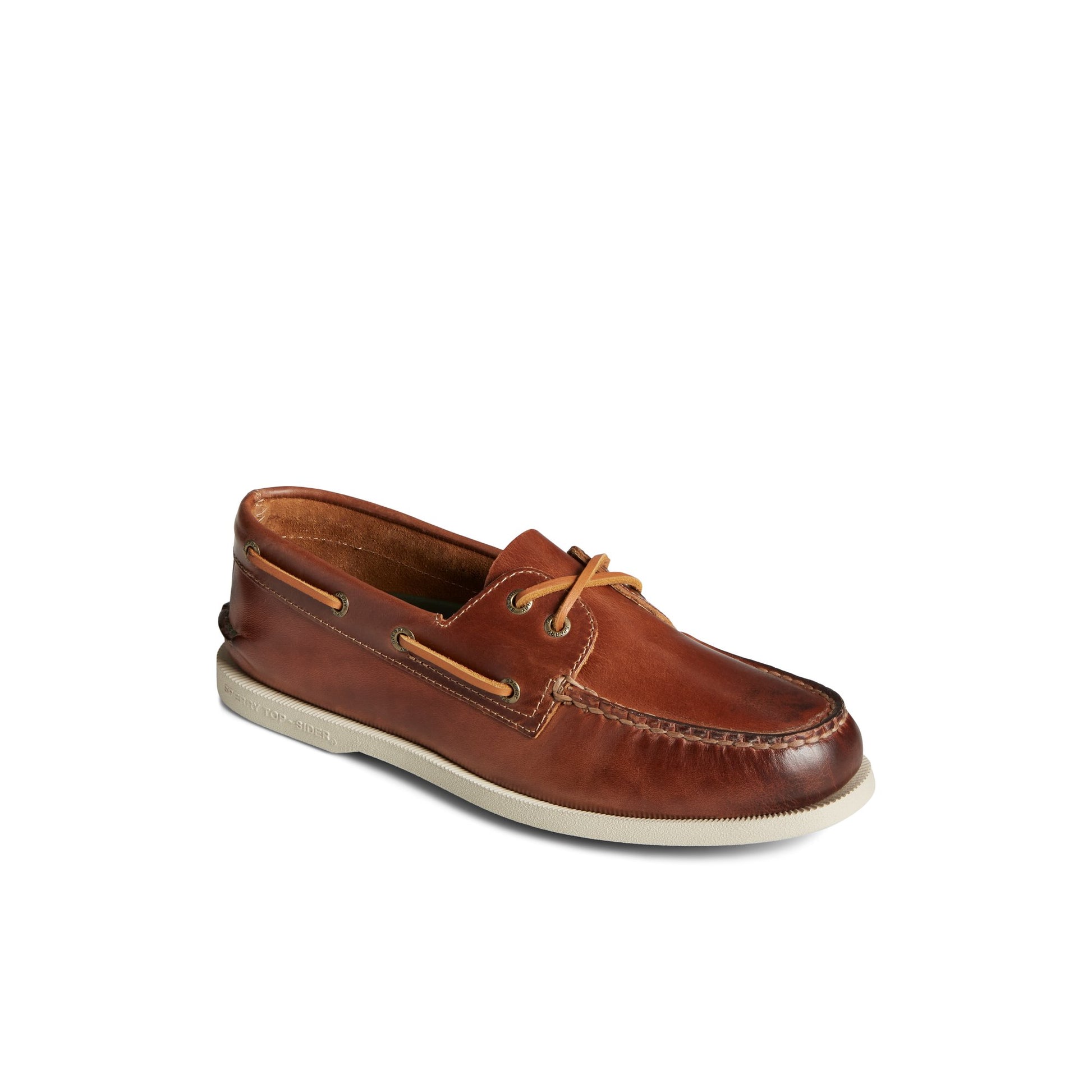 Three-quarter angle of Medium Beige Authentic Original™  2-Eye Boat Shoe Boat Shoe's front side