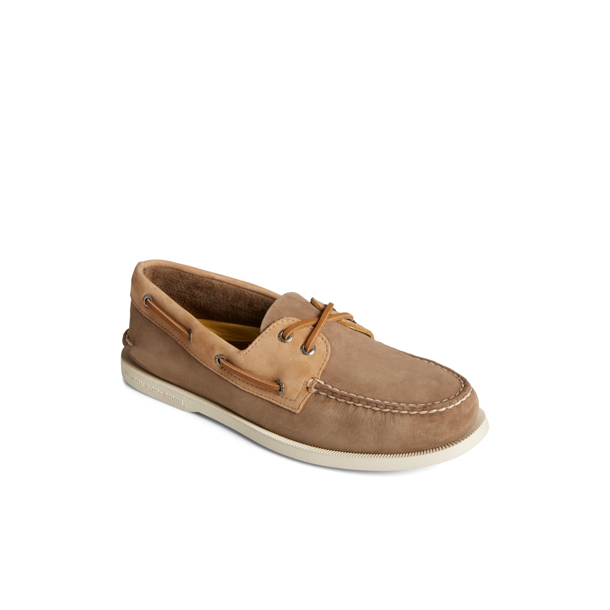 Three-quarter angle of Brown Primary - Multi Authentic Original™ 2-Eye Nubuck Boat Shoe Boat Shoes's front side