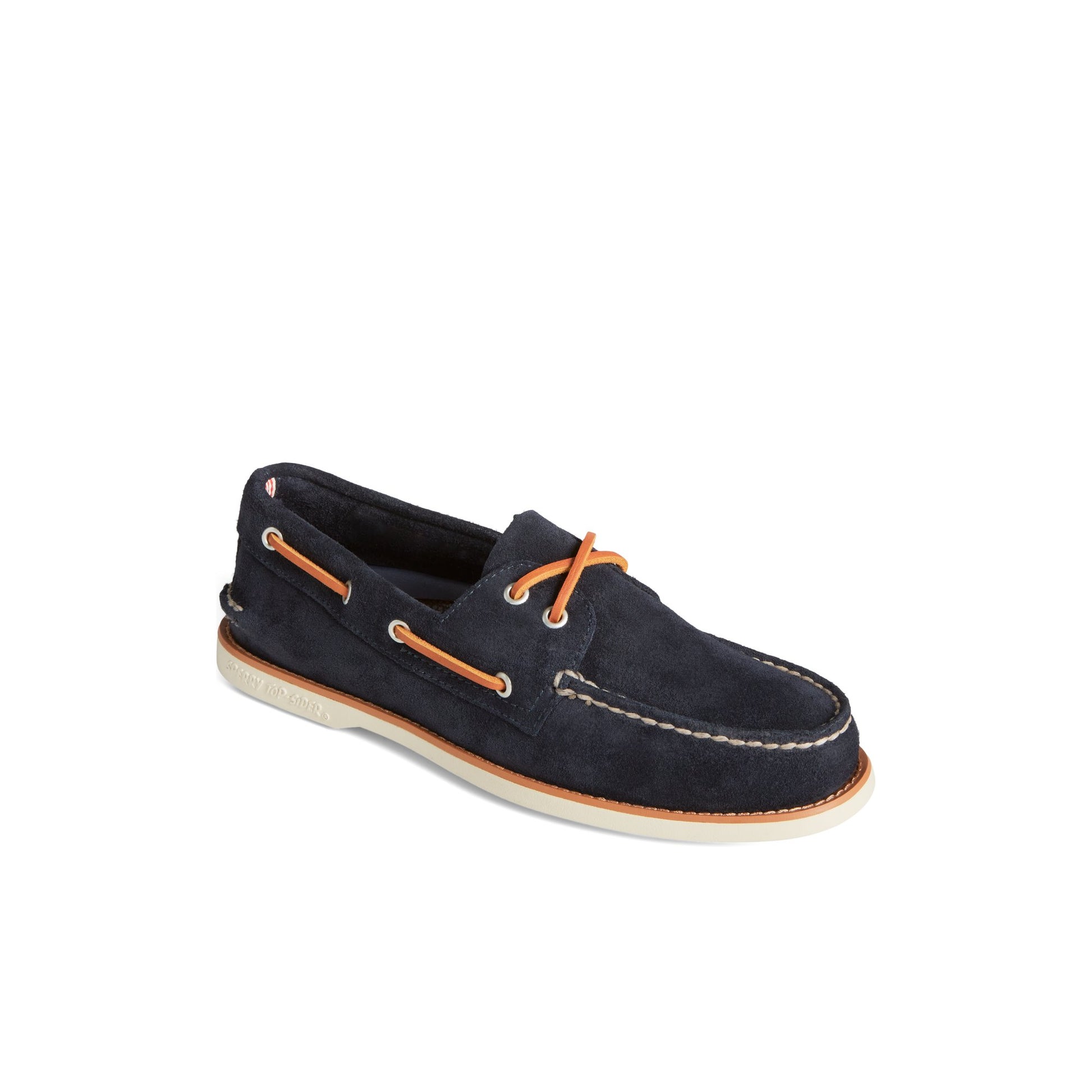 Three-quarter angle of Navy Classic Authentic Original™ Suede Boat Shoe Boat Shoes's front side