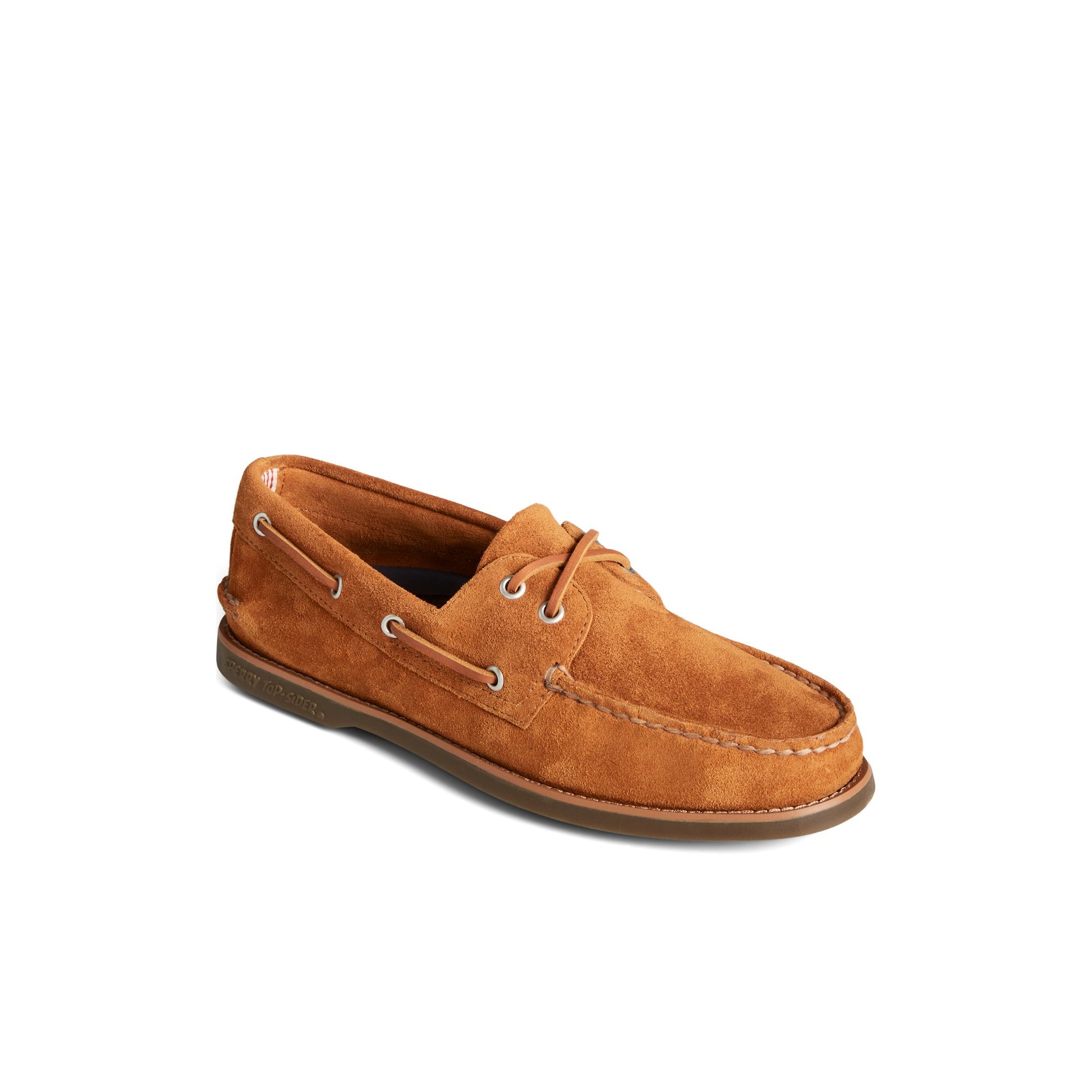 Three-quarter angle of Medium Beige Classic Authentic Original™ Suede Boat Shoe Boat Shoes's front side