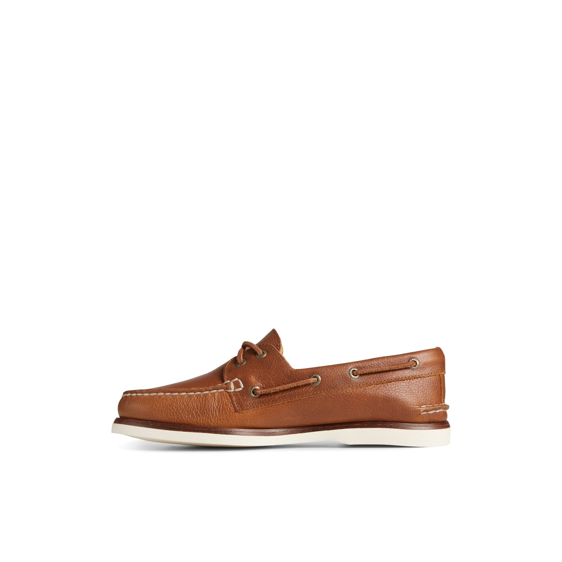 Side view of Medium Beige Gold Cup™ Authentic Original™ Tumbled Boat Shoe Boat Shoes