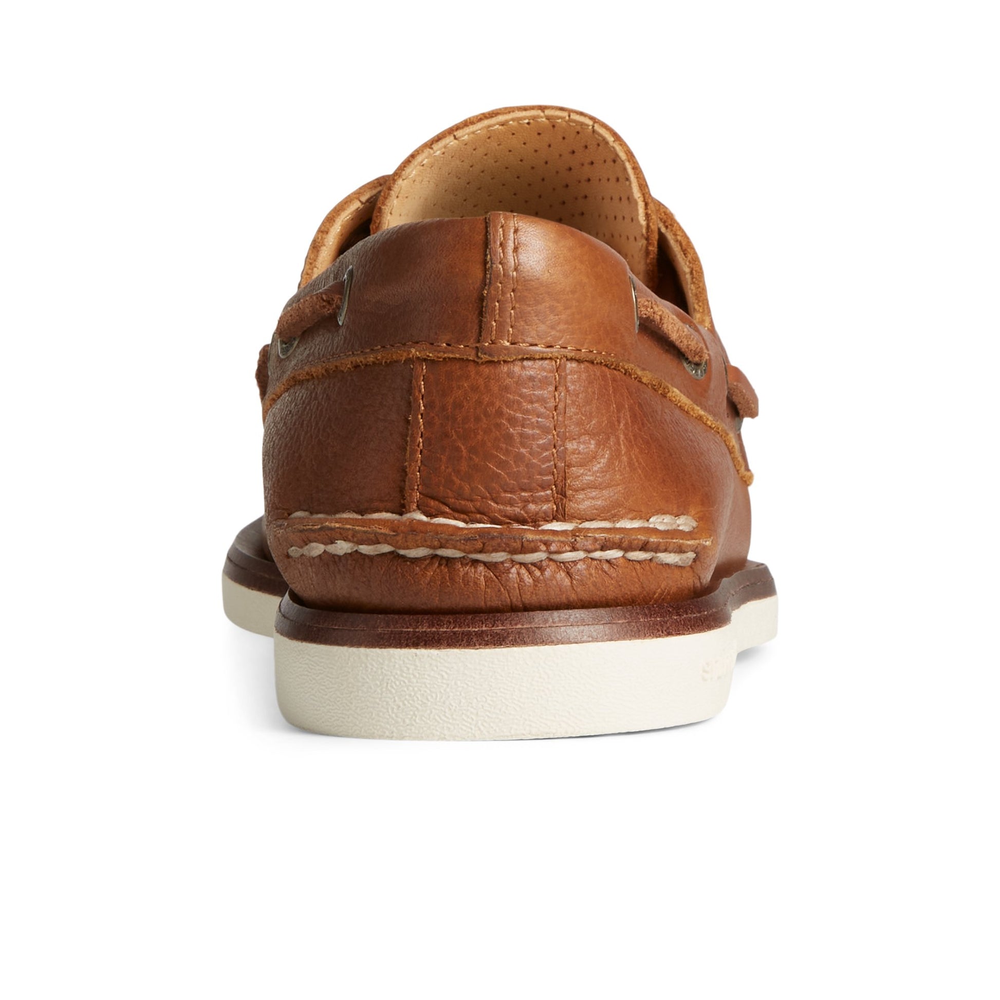 Close-up of the Medium Beige Gold Cup™ Authentic Original™ Tumbled Boat Shoe Boat Shoes