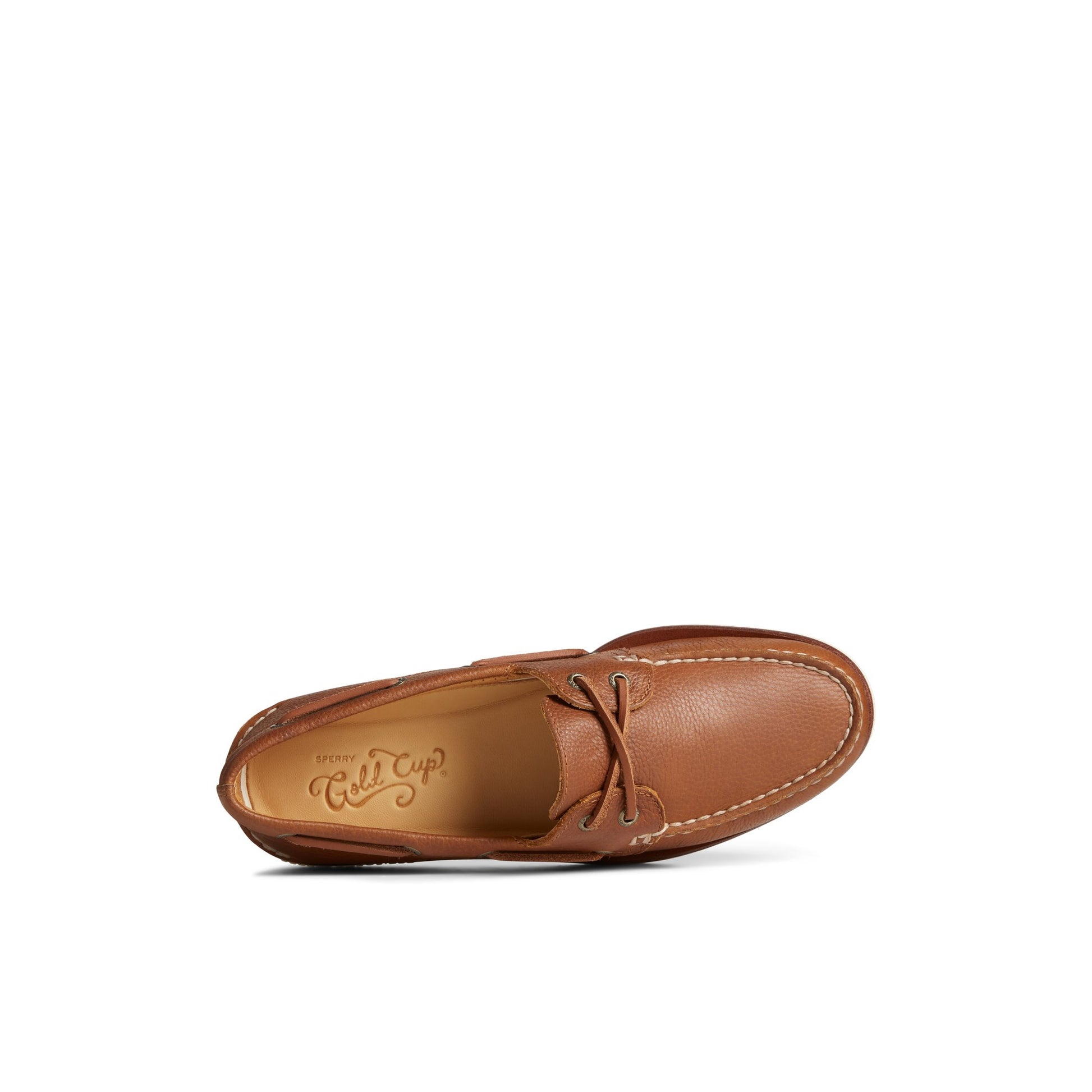 Top-down view of the Medium Beige Gold Cup™ Authentic Original™ Tumbled Boat Shoe Boat Shoes
