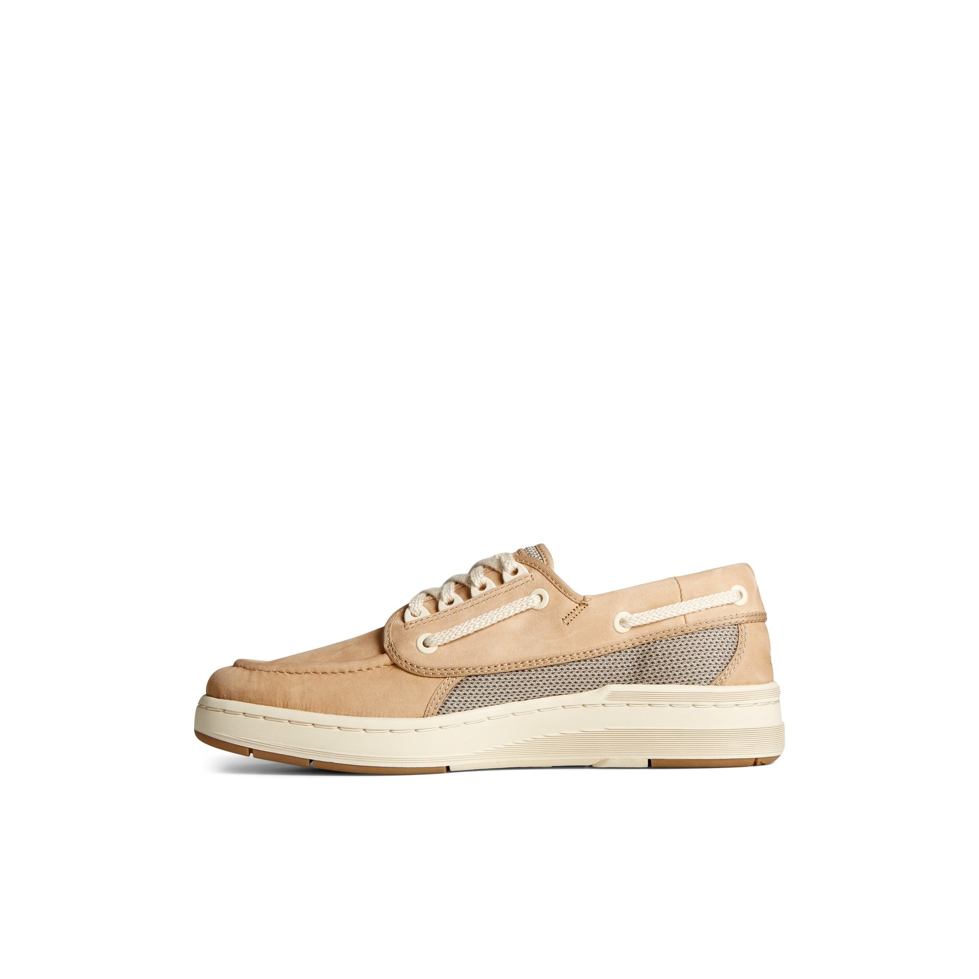 Side view of Natural US12 Boat Shoe Vulcanized Boat Shoe Sneaker