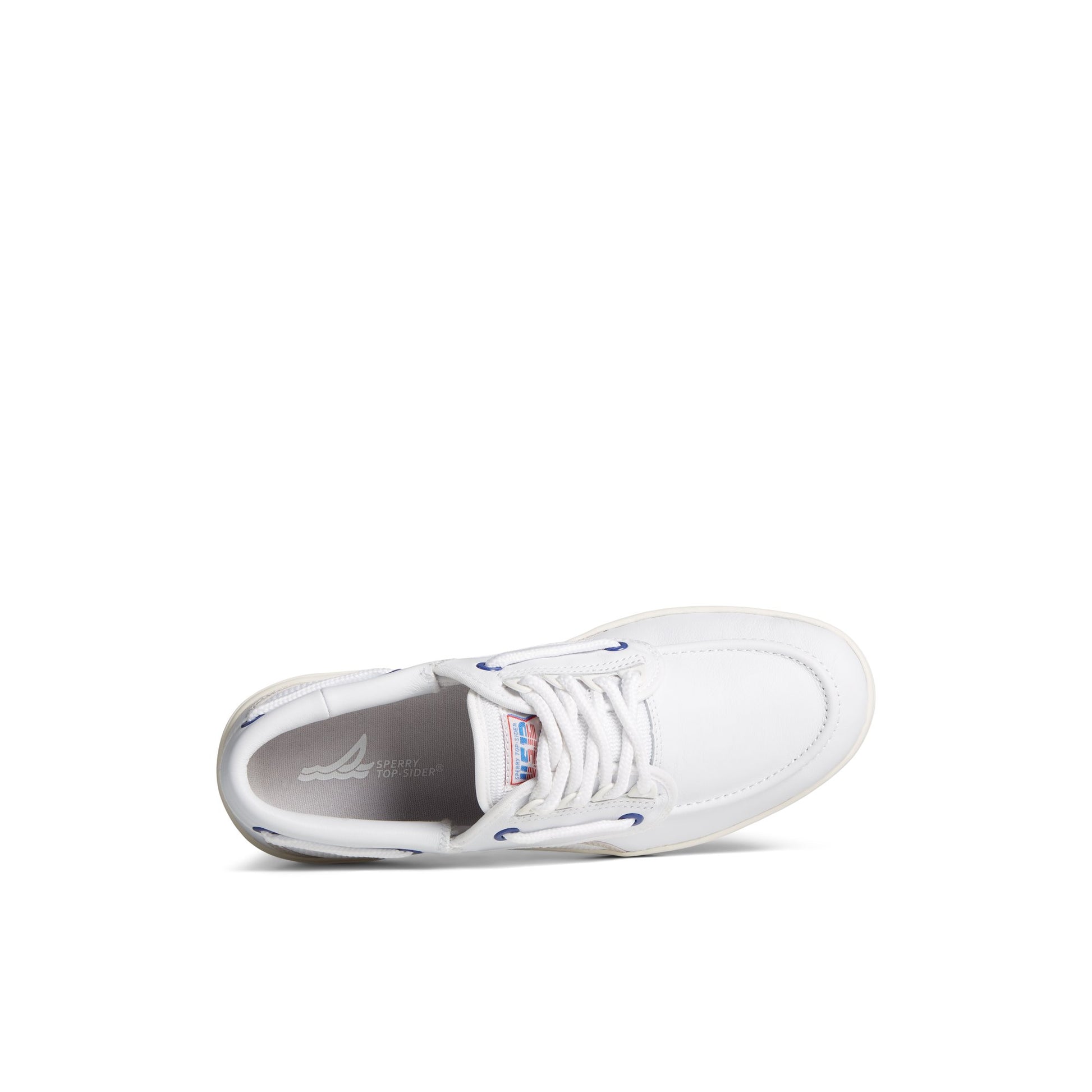 Top-down view of the White US12 Boat Shoe Vulcanized Boat Shoe Sneaker