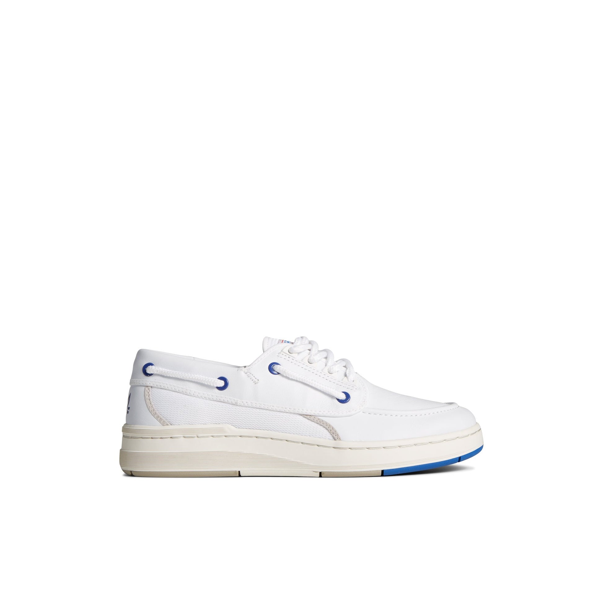 Main View of White US12 Boat Shoe Vulcanized Boat Shoe Sneaker for Unisex