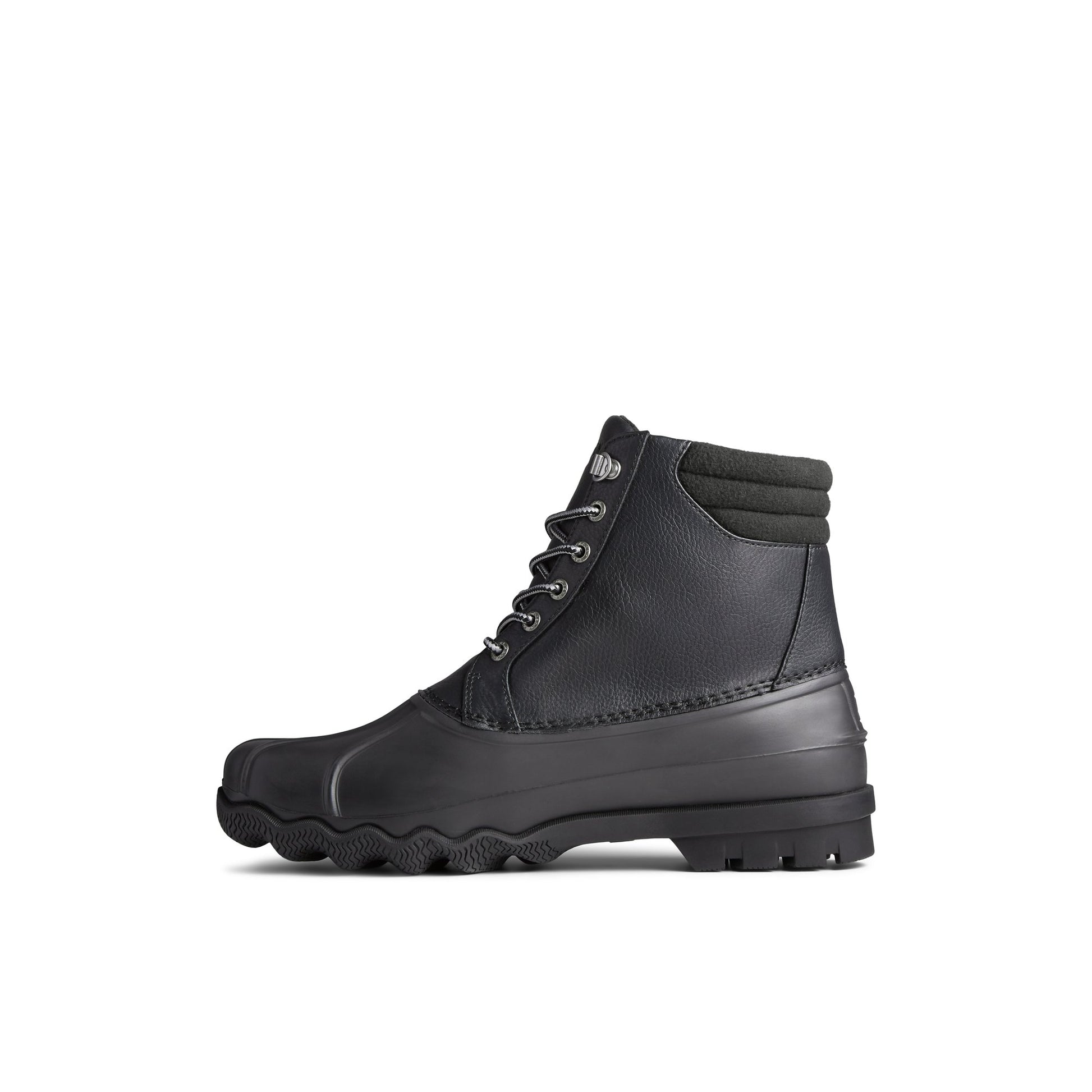 Side view of Black Avenue Synthetic Duck Boot Duck Boots