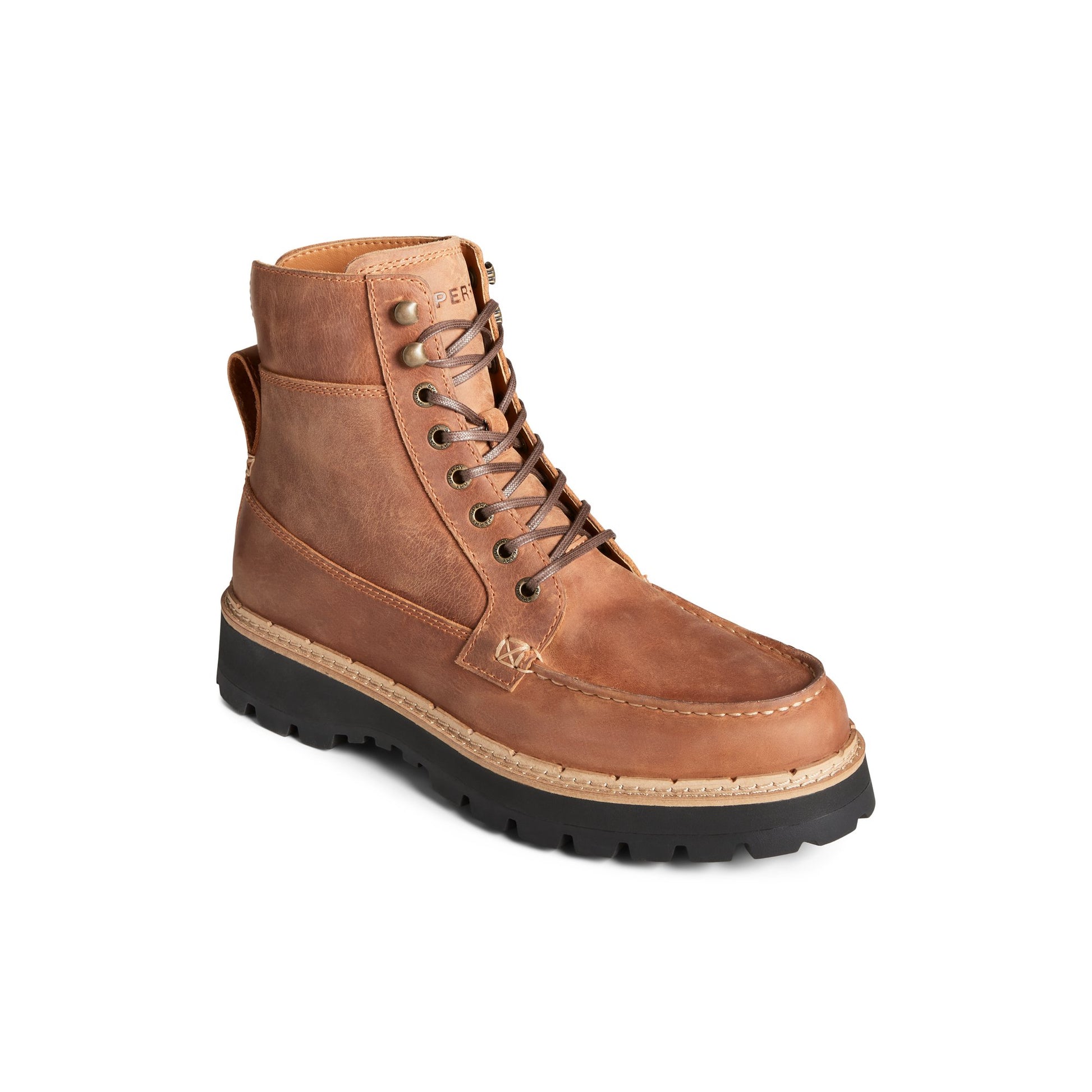 Three-quarter angle of Brown Mountain-Sider Utility Boot Hiker Boots's front side