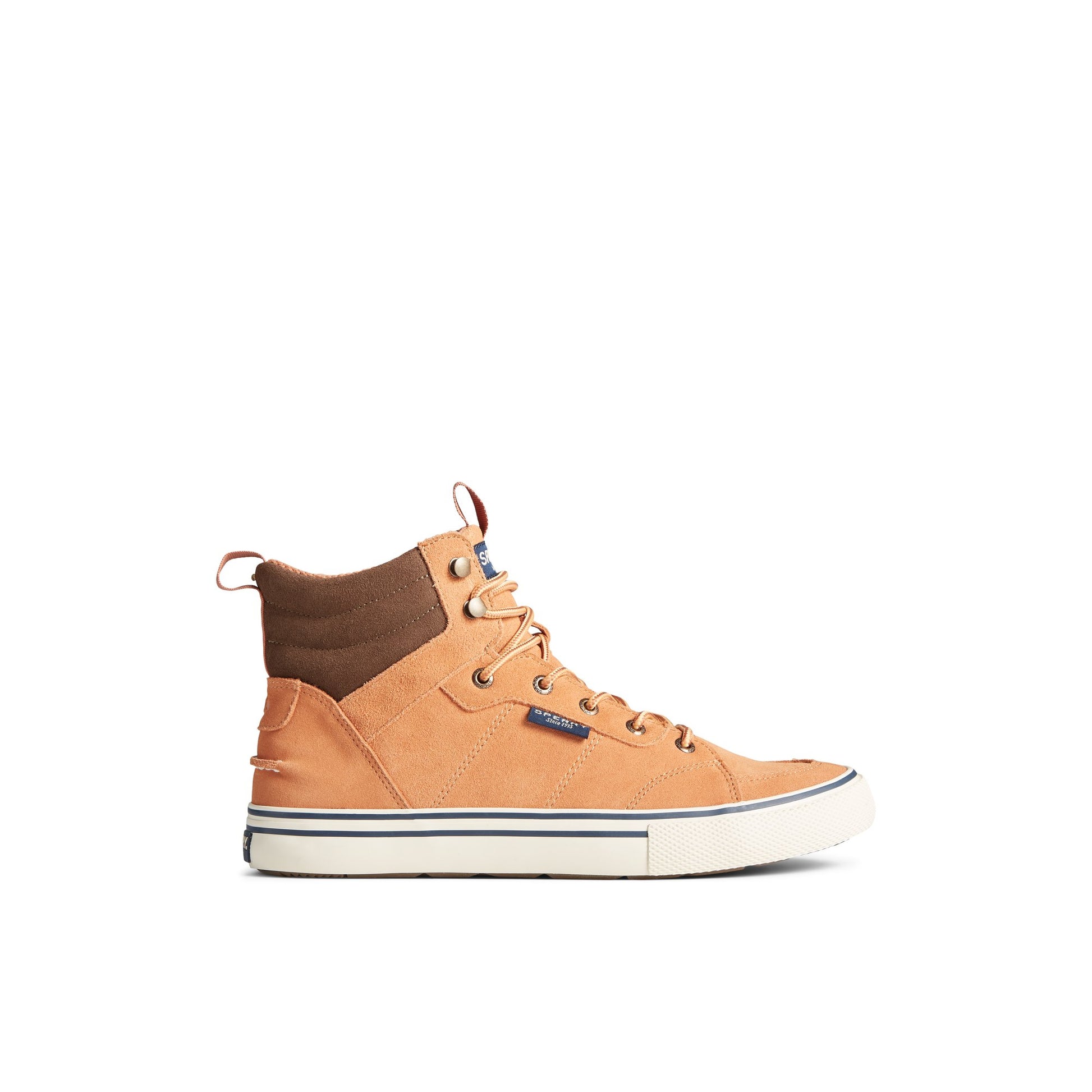 Main View of Medium Beige Striper Storm Hiker Waterproof Sneaker Boot High Top Sneakers for Mens
