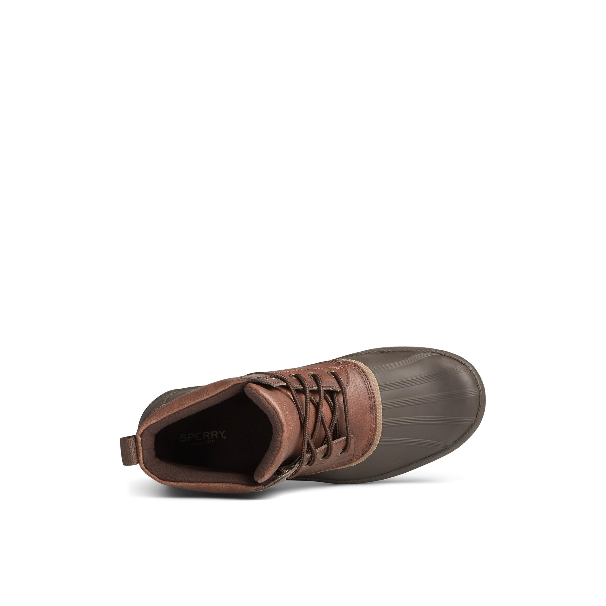 Top-down view of the Brown Cold Bay Thinsulate™ Water-resistant Chukka Winter Duck Boots