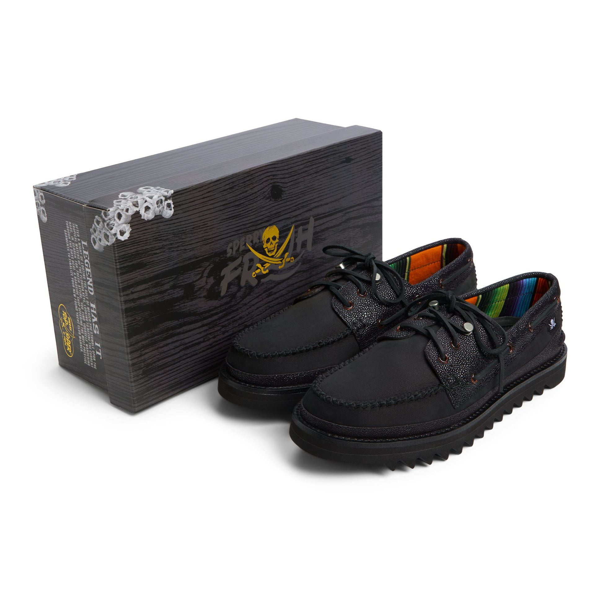View of Black Sperry by Fresh Rags Gulfstar A/O 2-Eye Boat Shoes's sole