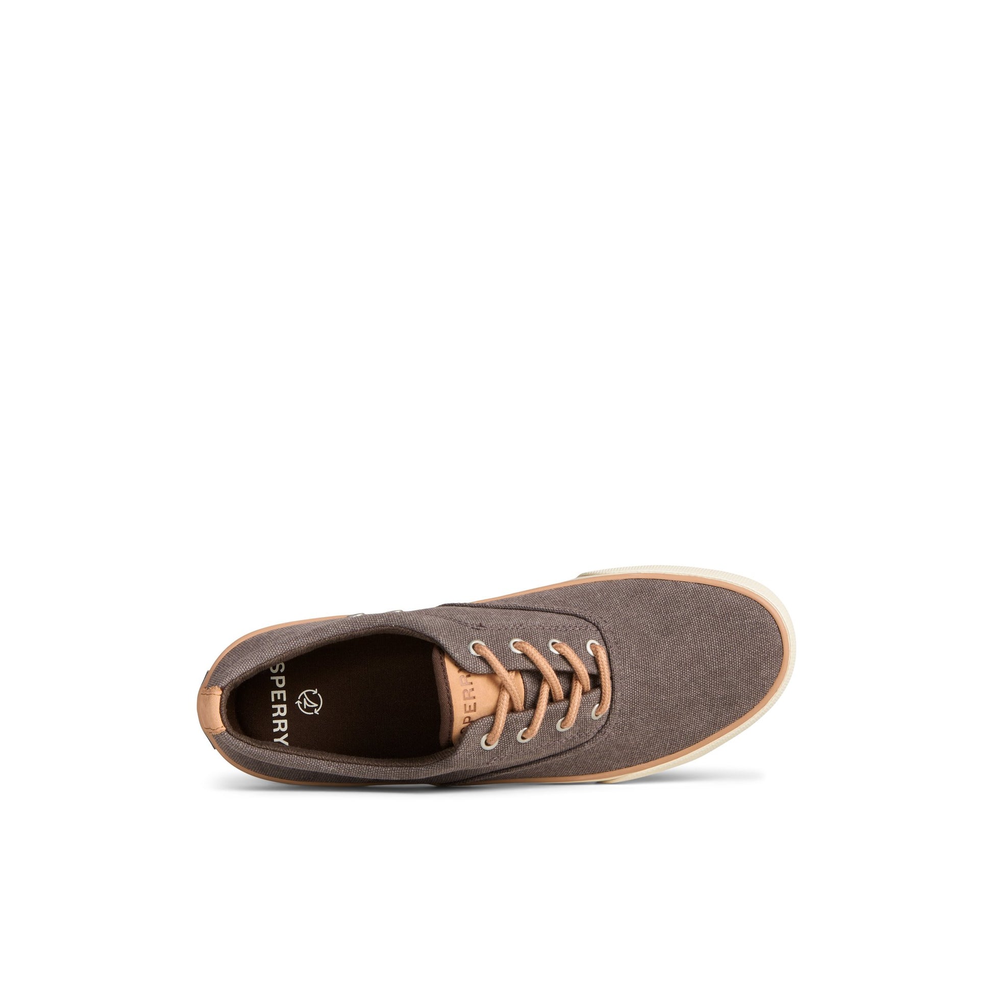 Top-down view of the Brown Striper II Washed Canvas CVO Sneaker Vulcanized Sneaker