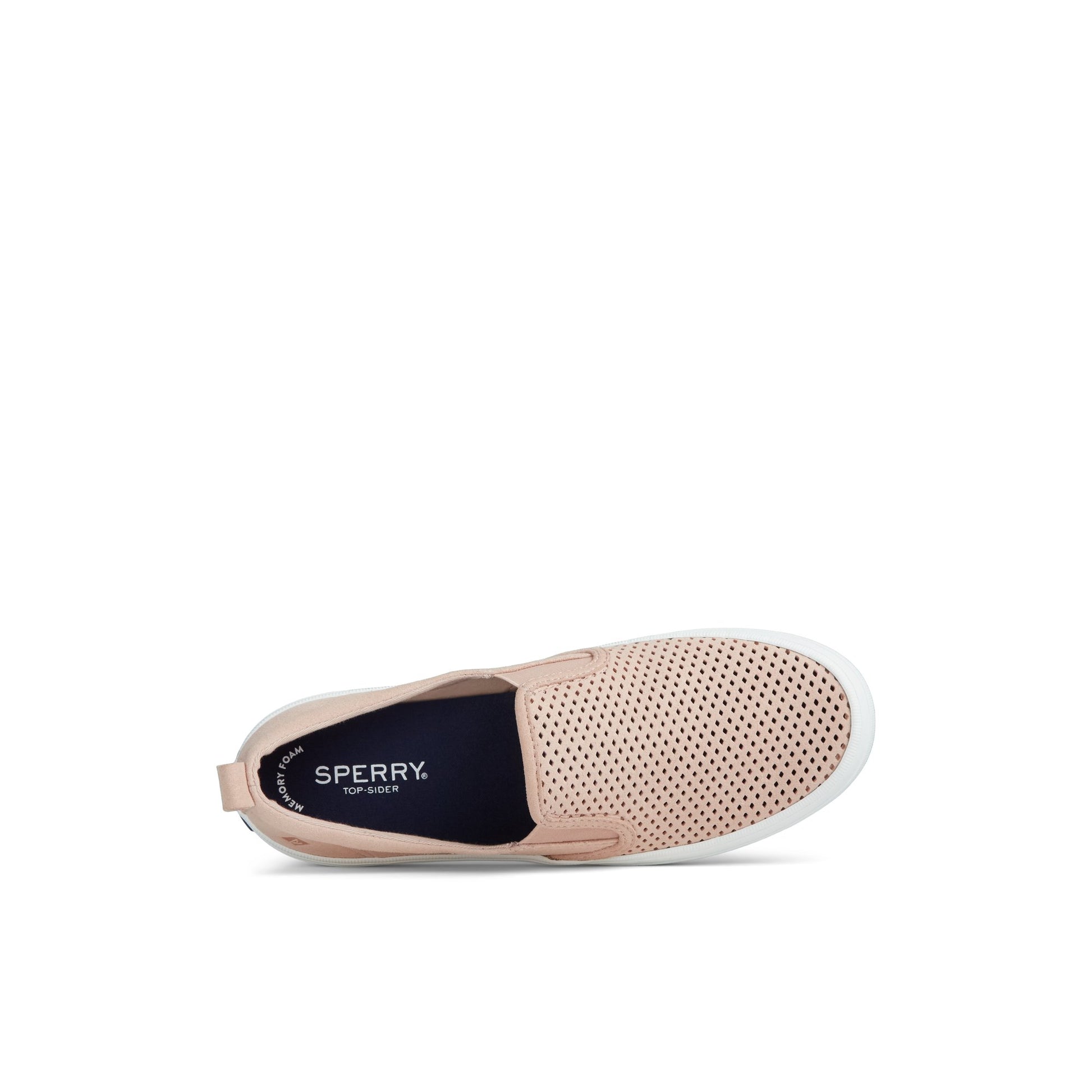 Top-down view of the Medium Pink Crest Twin Gore Perforated Slip On Sneaker Vulcanized Sneaker