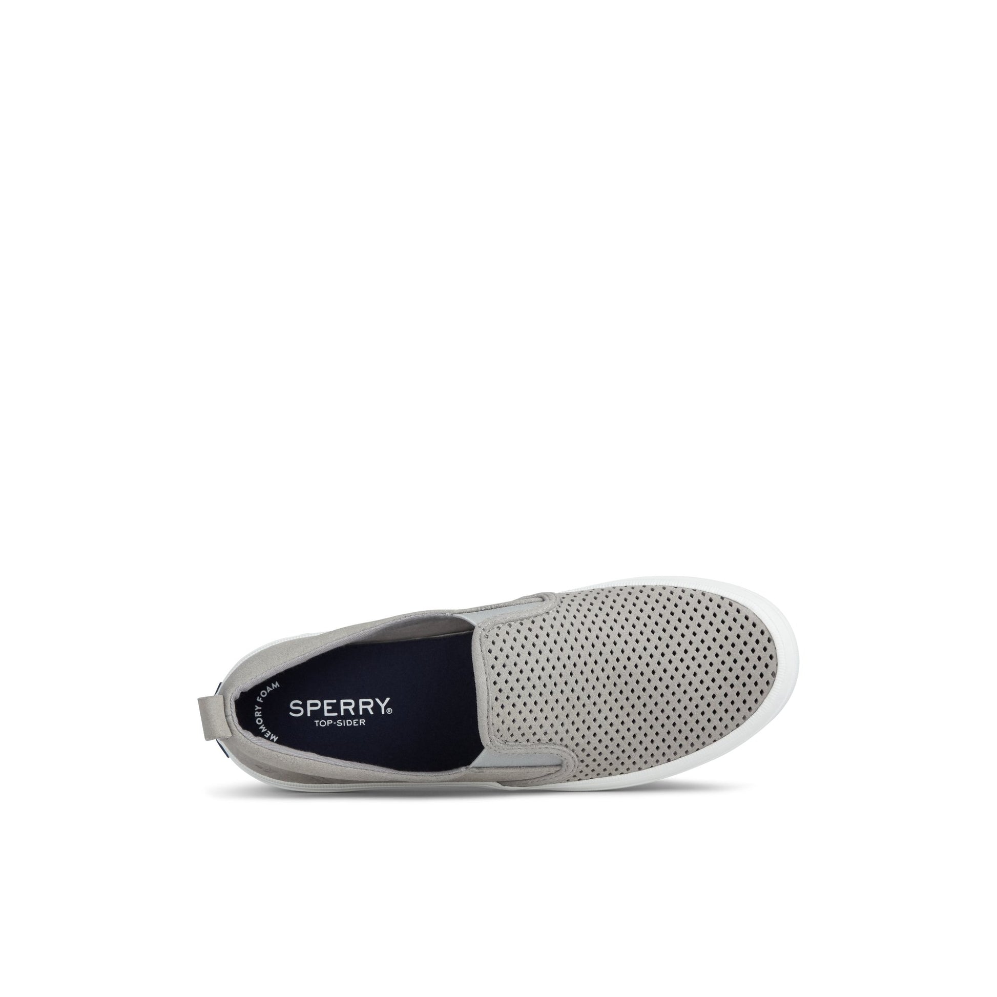 Top-down view of the Grey Crest Twin Gore Perforated Slip On Sneaker Vulcanized Sneaker