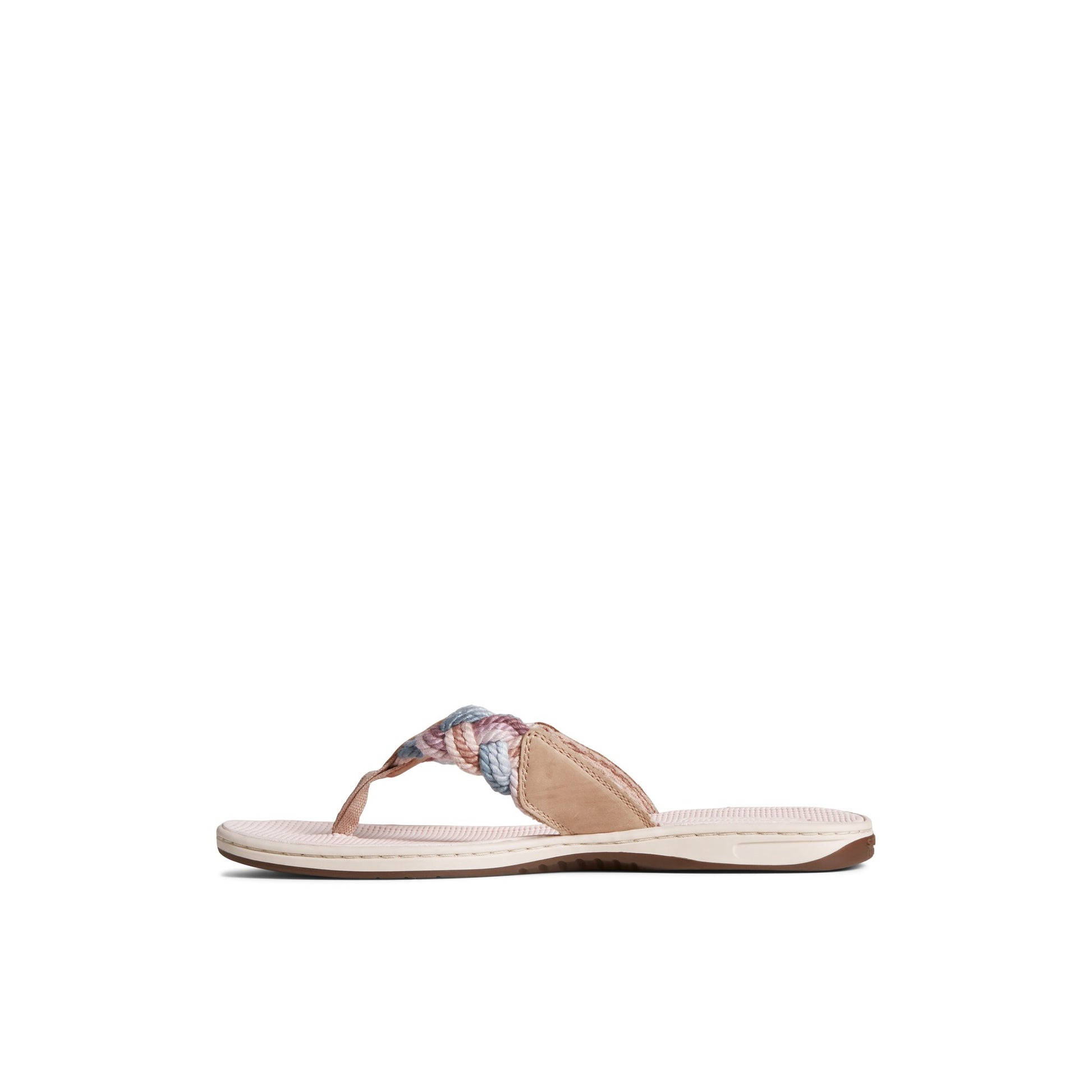 Side view of White Parrotfish Braid Sandal Flip Flop Thong Sandals
