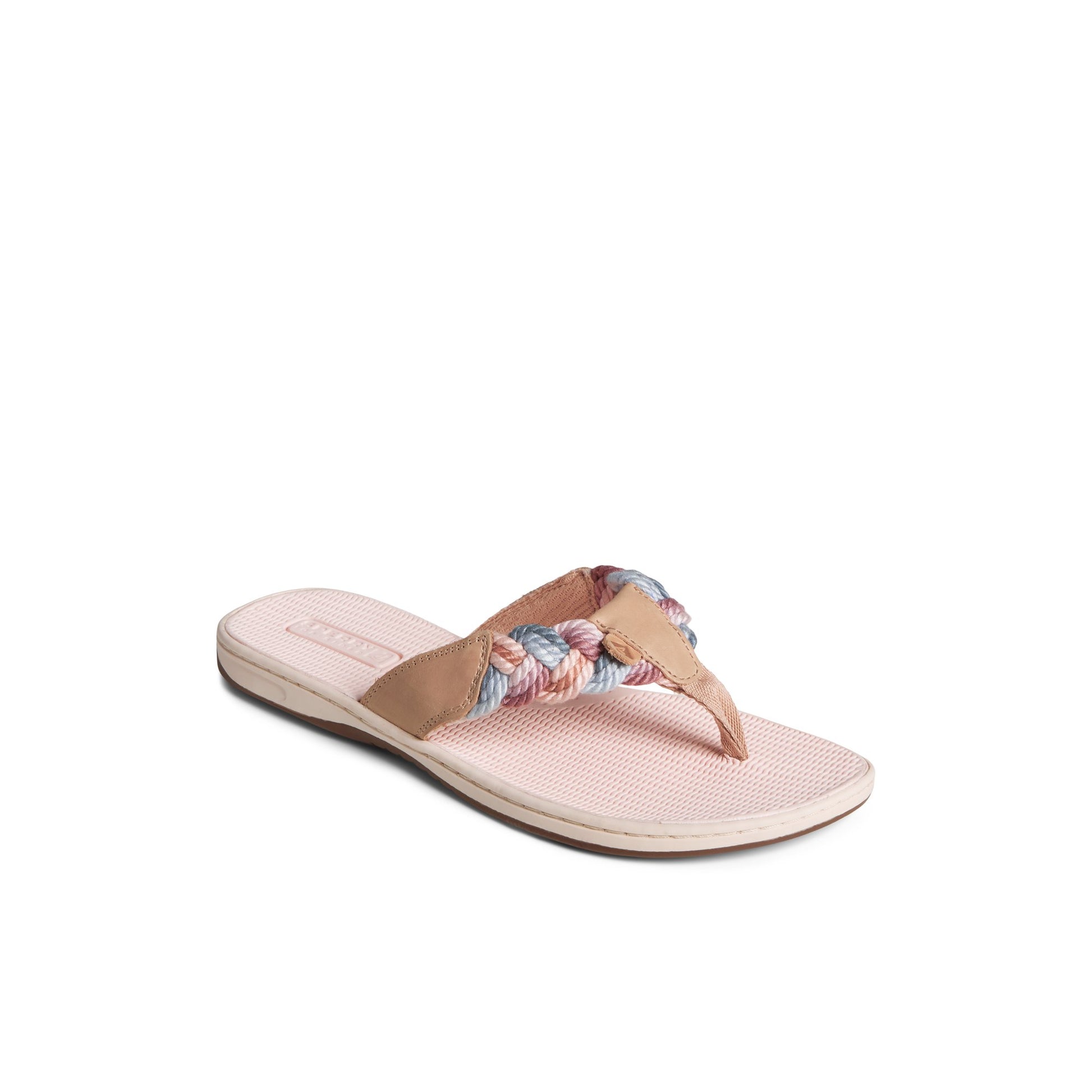 Three-quarter angle of White Parrotfish Braid Sandal Flip Flop Thong Sandals's front side