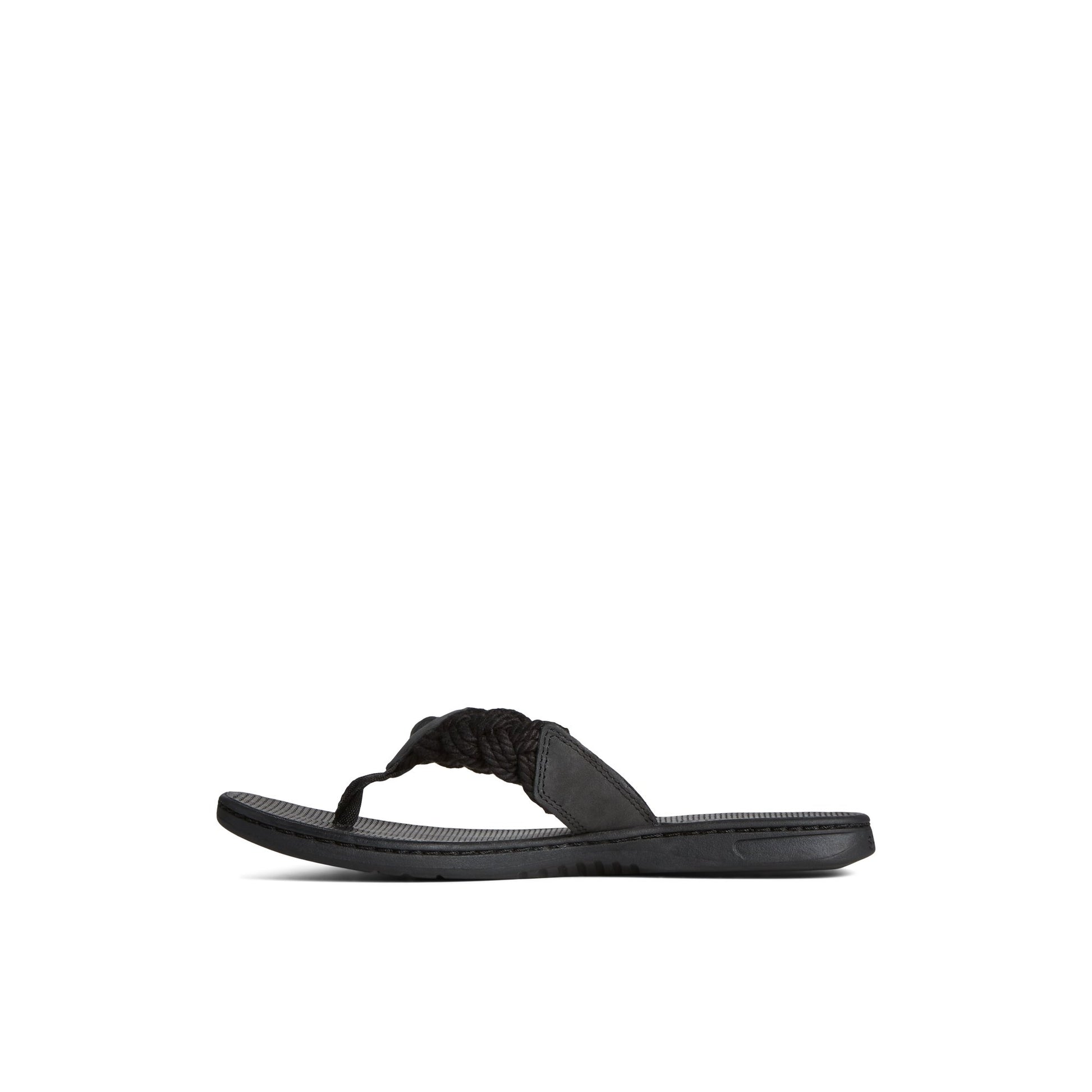 Side view of Black Parrotfish Braid Sandal Flip Flop Thong Sandals