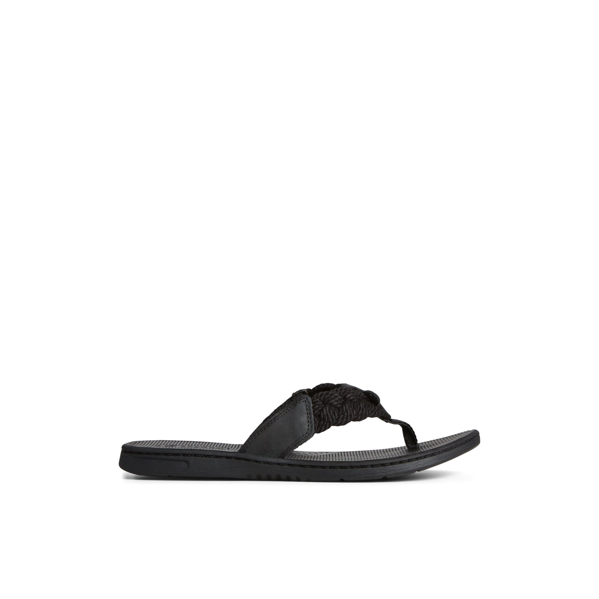 Main View of Black Parrotfish Braid Sandal Flip Flop Thong Sandals for Womens