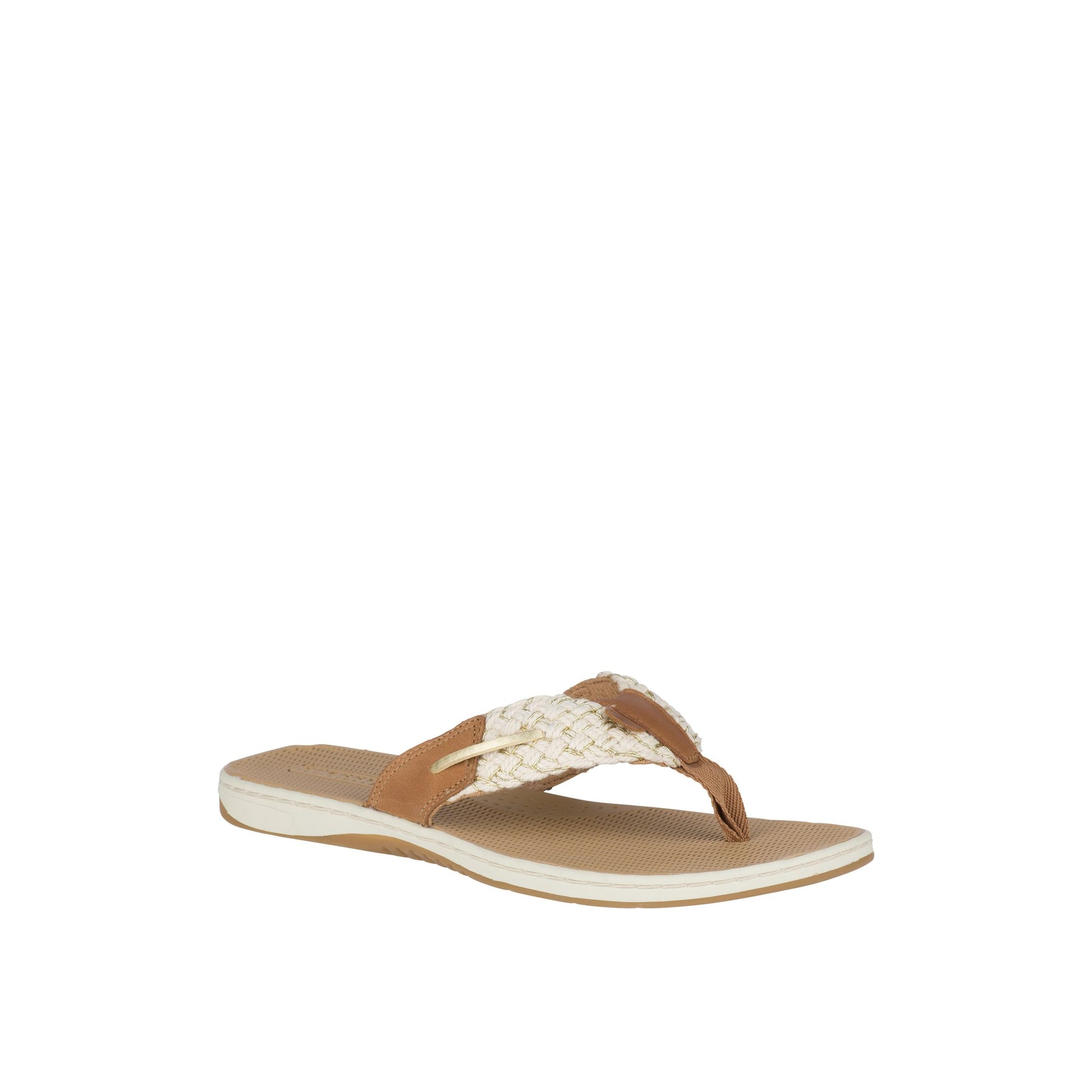 Three-quarter angle of Natural Parrotfish Braid Sandal Flip Flop Thong Sandals's front side