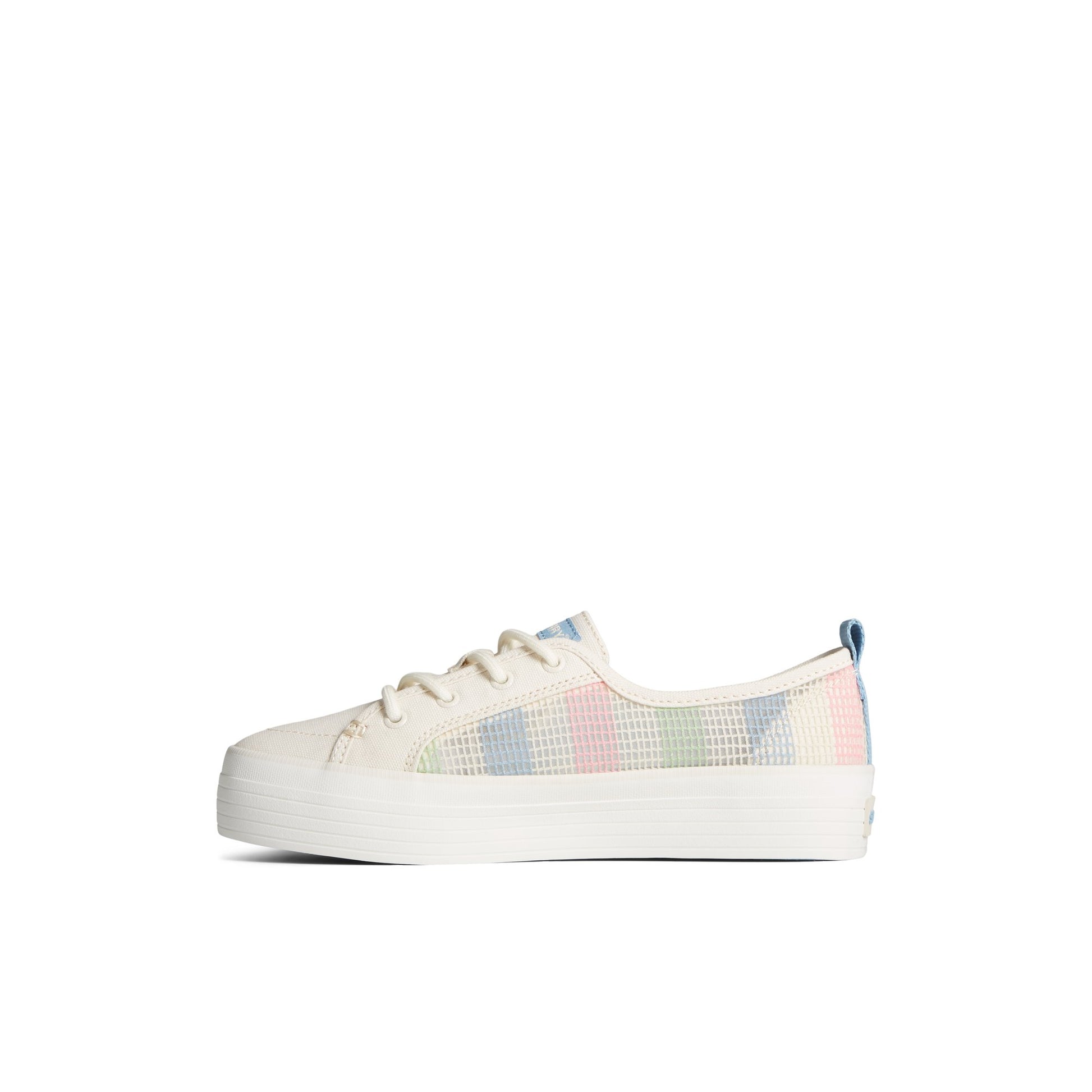 Side view of White Crest Vibe Platform Lace Platform Sneaker Vulcanized Sneaker